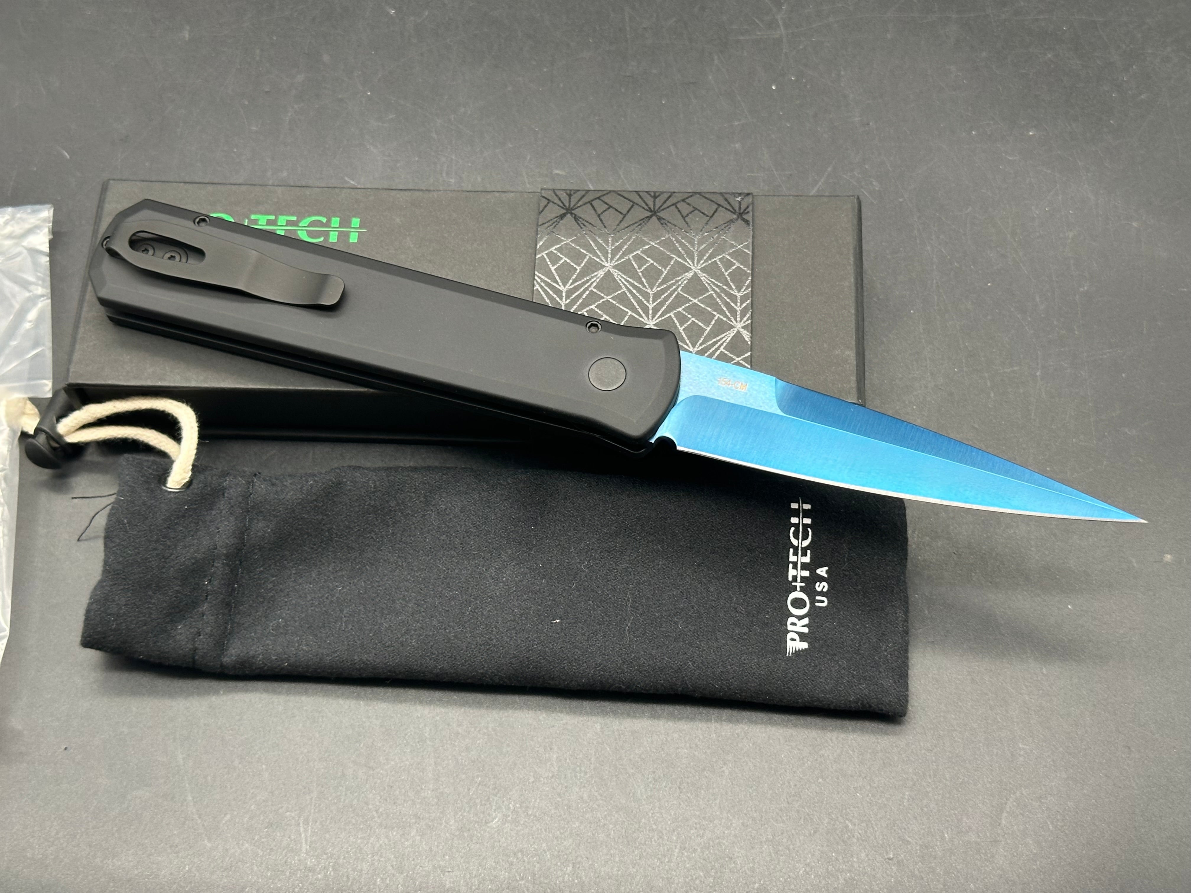 ProTech Godfather - Black Handle - Sapphire Blue Blade