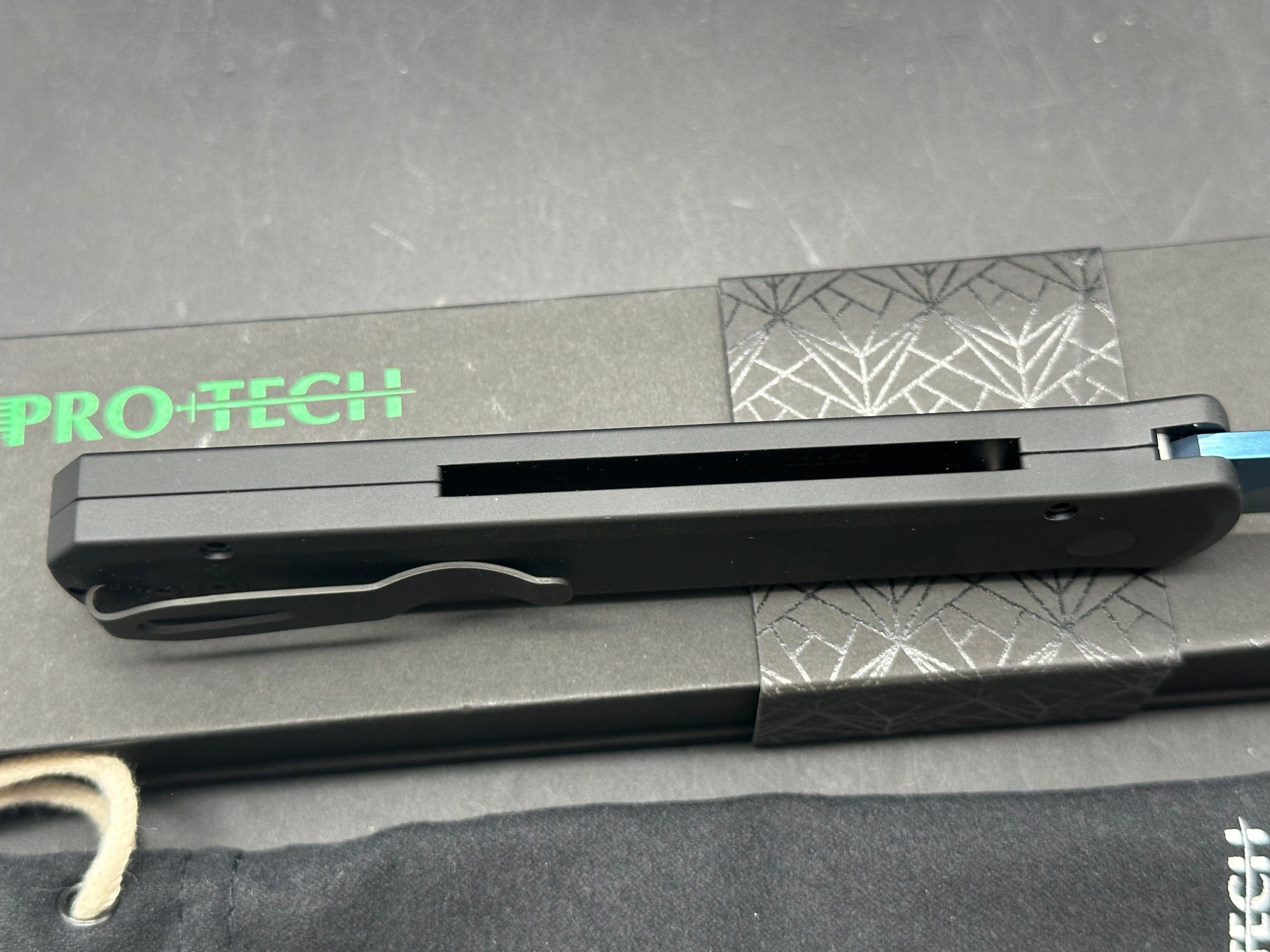 ProTech Godfather - Black Handle - Sapphire Blue Blade