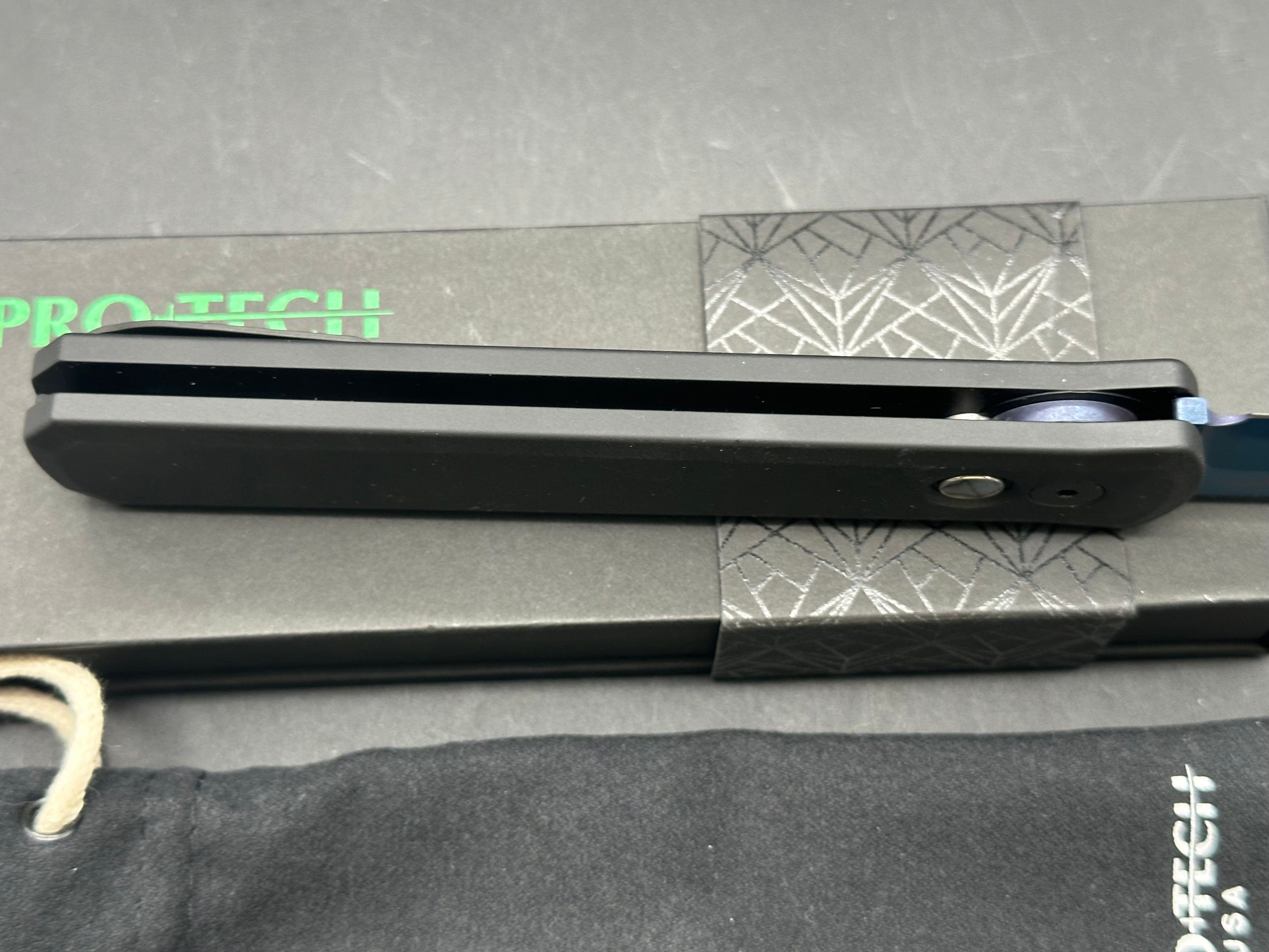 ProTech Godfather - Black Handle - Sapphire Blue Blade