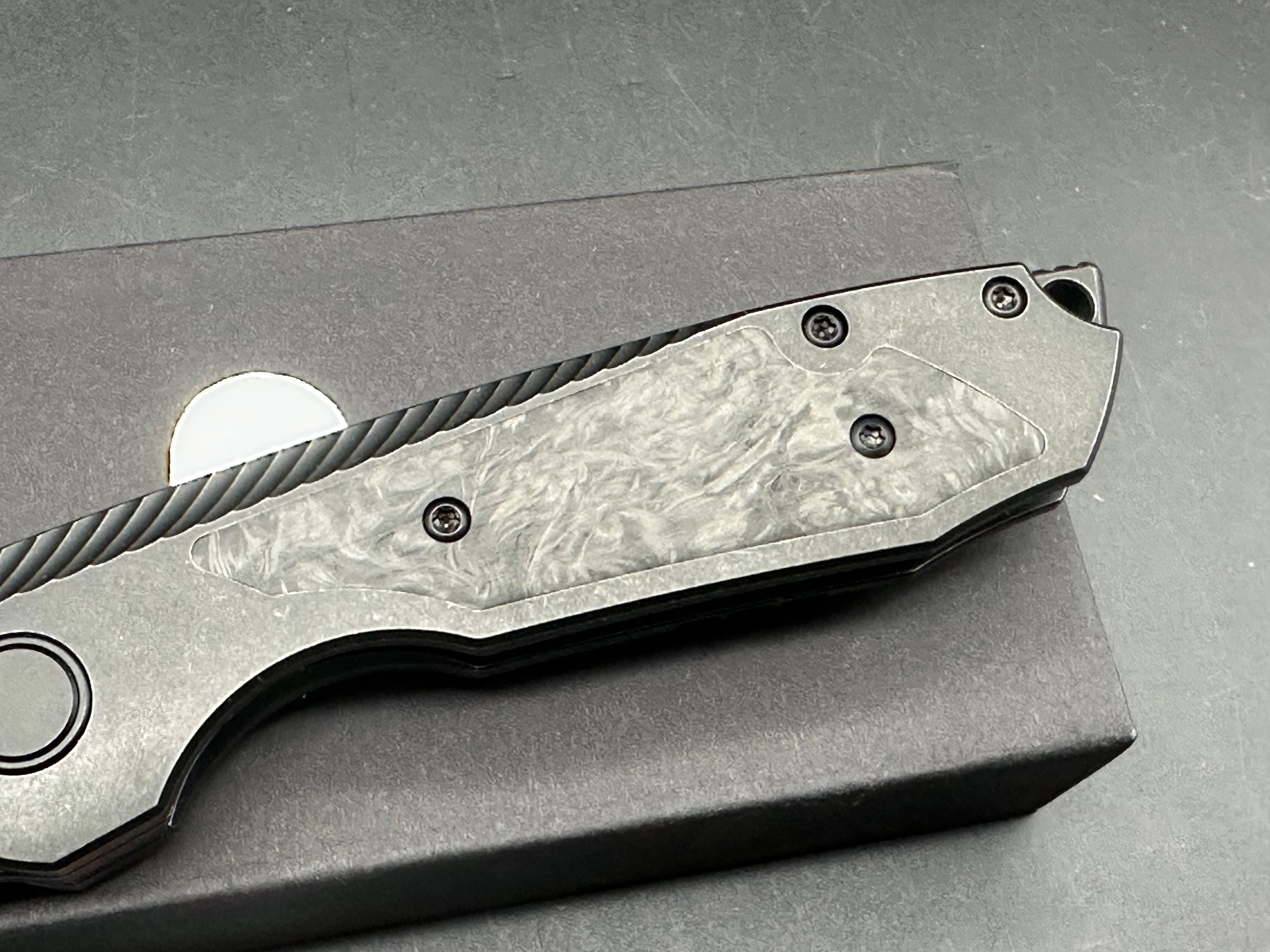 Sparrow Knife Co. Production Strix Round II (V1 Midnight) #32/55, Black Stonewashed DLC Hollow-Ground MagnaCut Blade