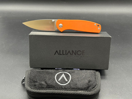 Alliance Designs Jasmine Orange G10 handle w/M390 blade