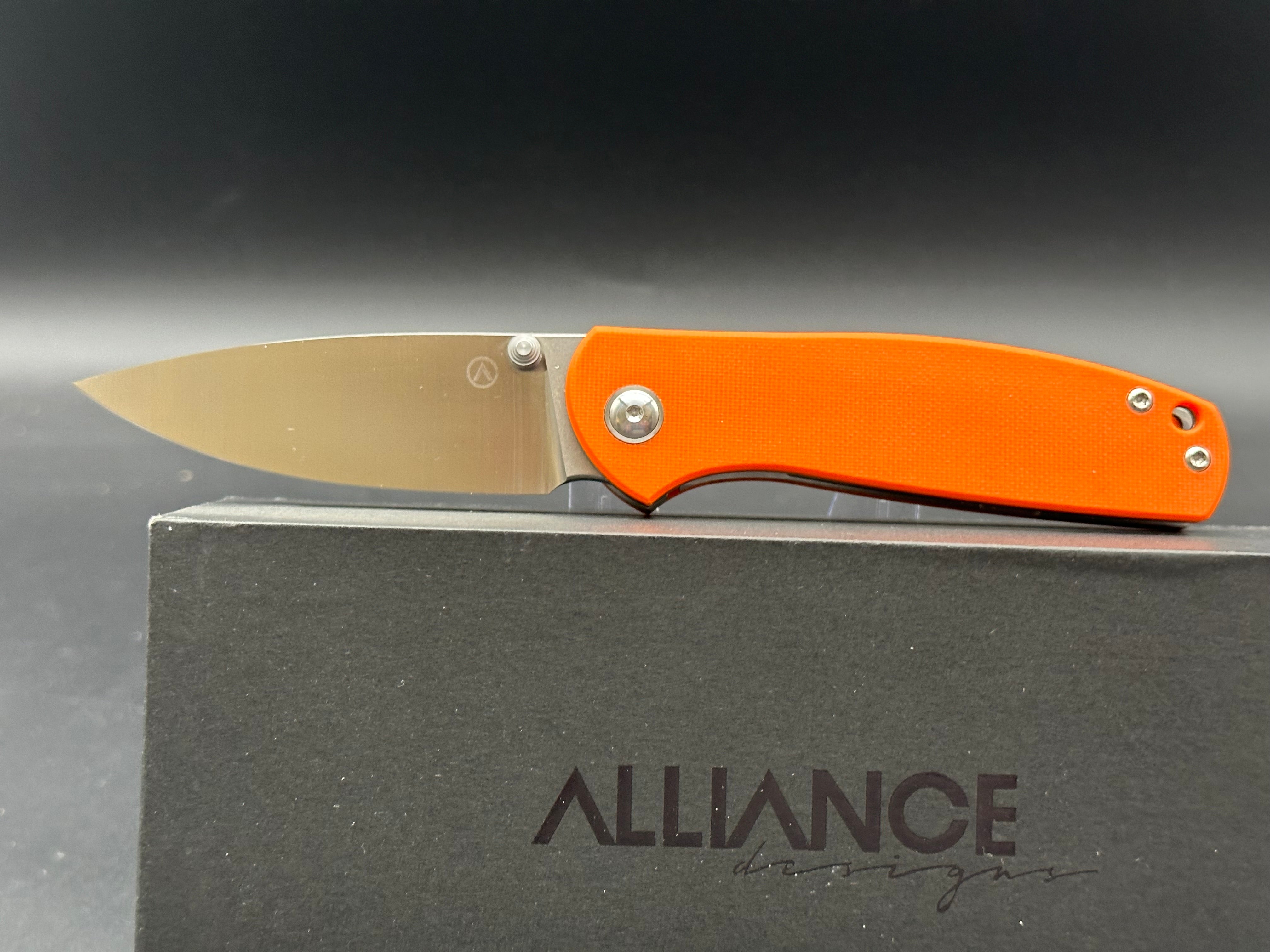 Alliance Designs Jasmine Orange G10 handle w/M390 blade