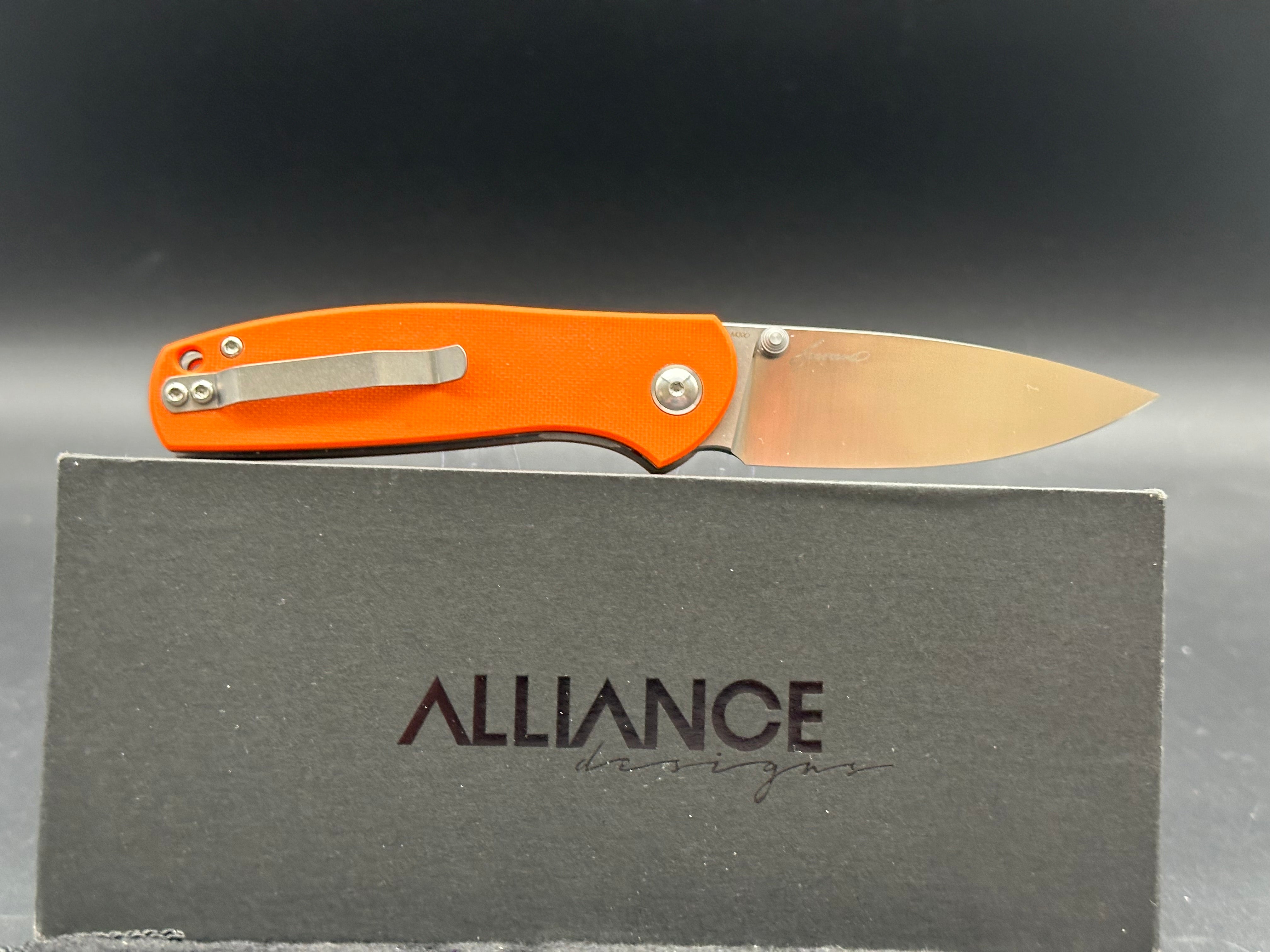 Alliance Designs Jasmine Orange G10 handle w/M390 blade