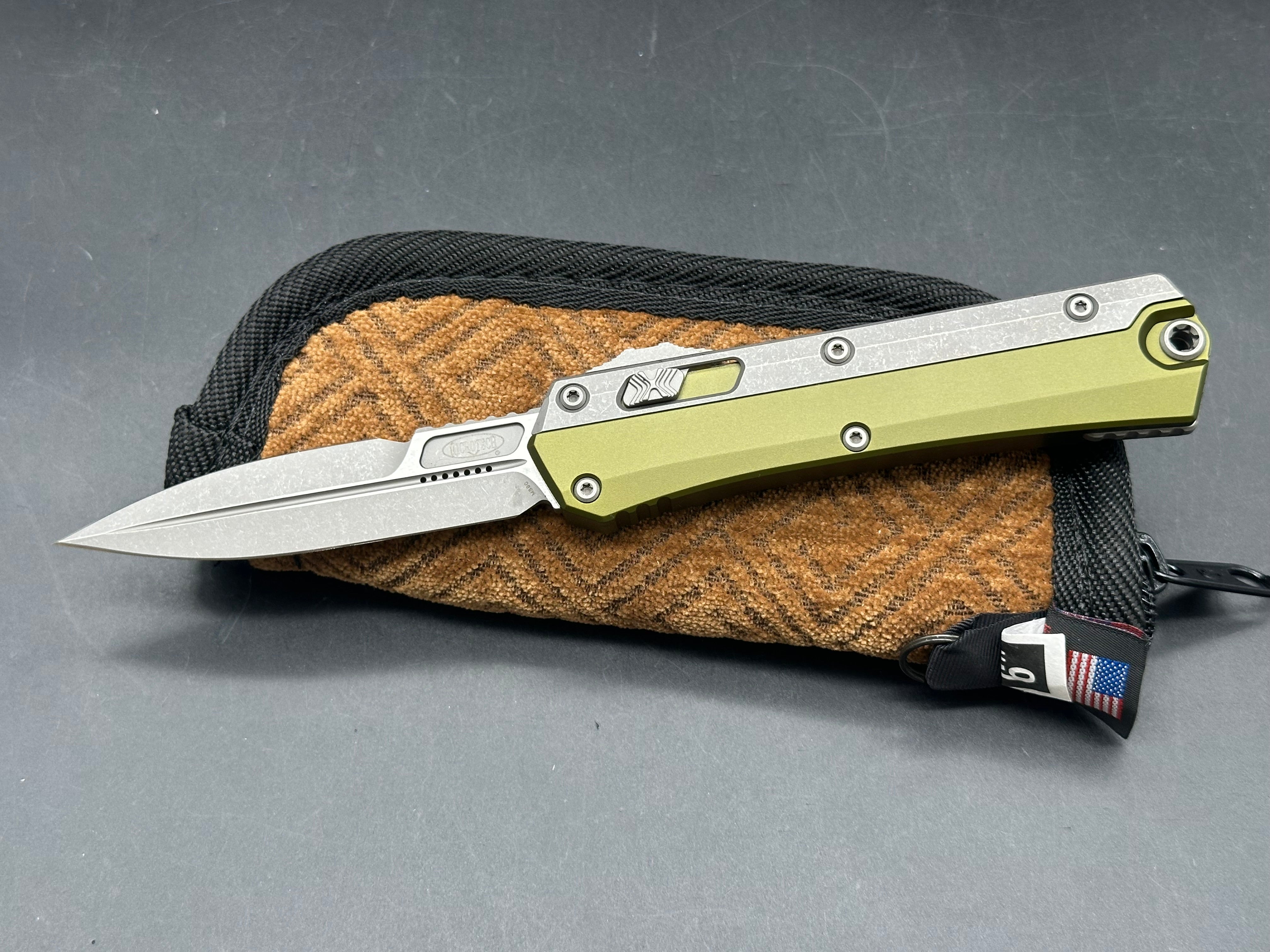 Microtech Glykon Apocolyptic OTF OD Green Aluminum & Gray Titanium Handle, Bohler M390