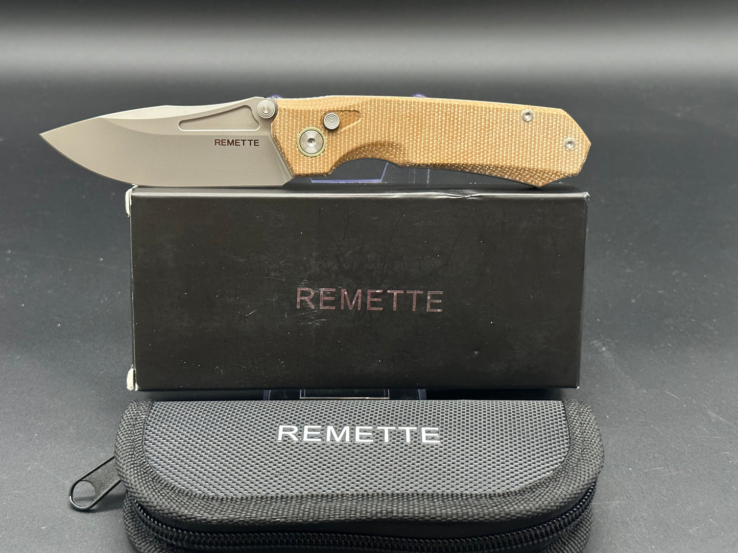 REMETTE Rhino Front Flipper 14C28N Blade Micarta Handle