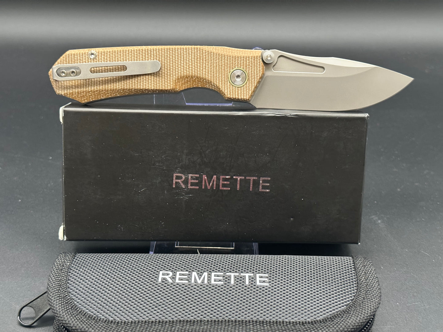 REMETTE Rhino Front Flipper 14C28N Blade Micarta Handle