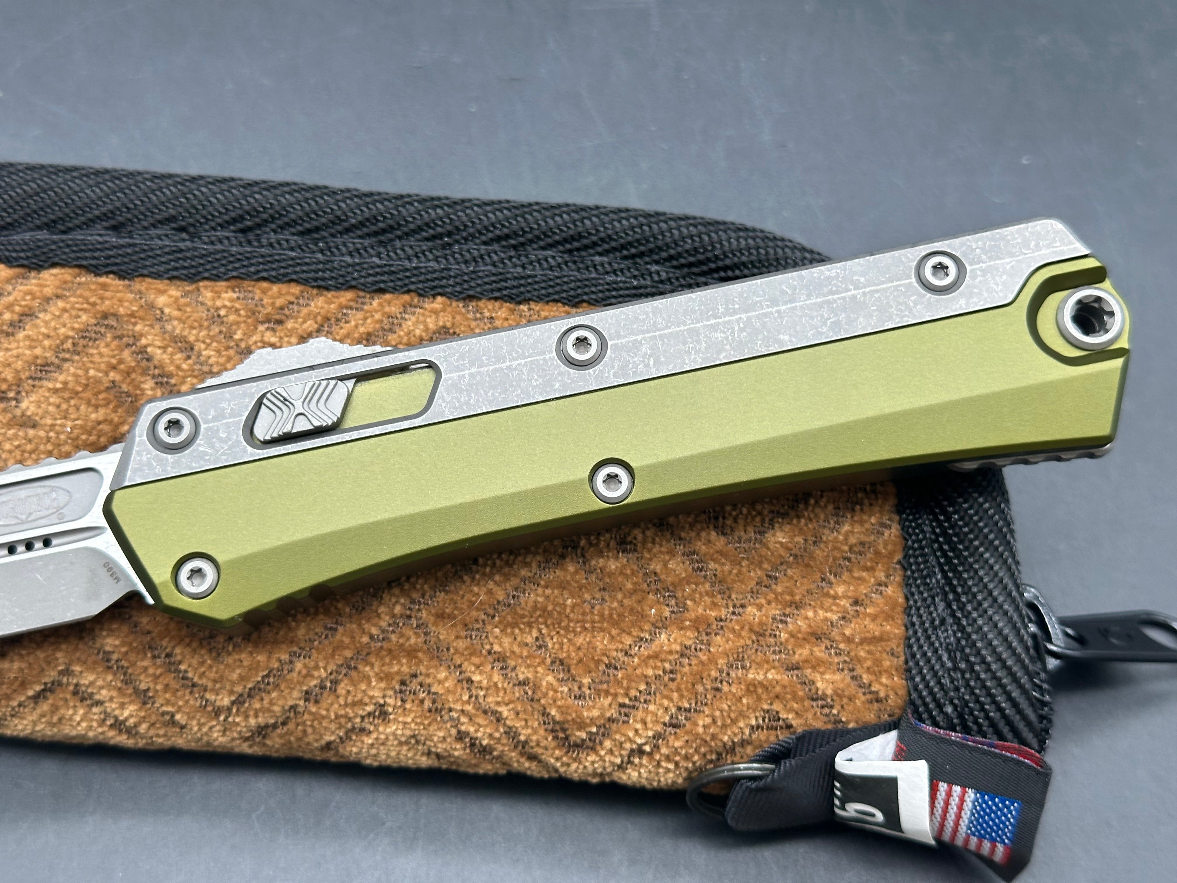Microtech Glykon Apocolyptic OTF OD Green Aluminum & Gray Titanium Handle, Bohler M390