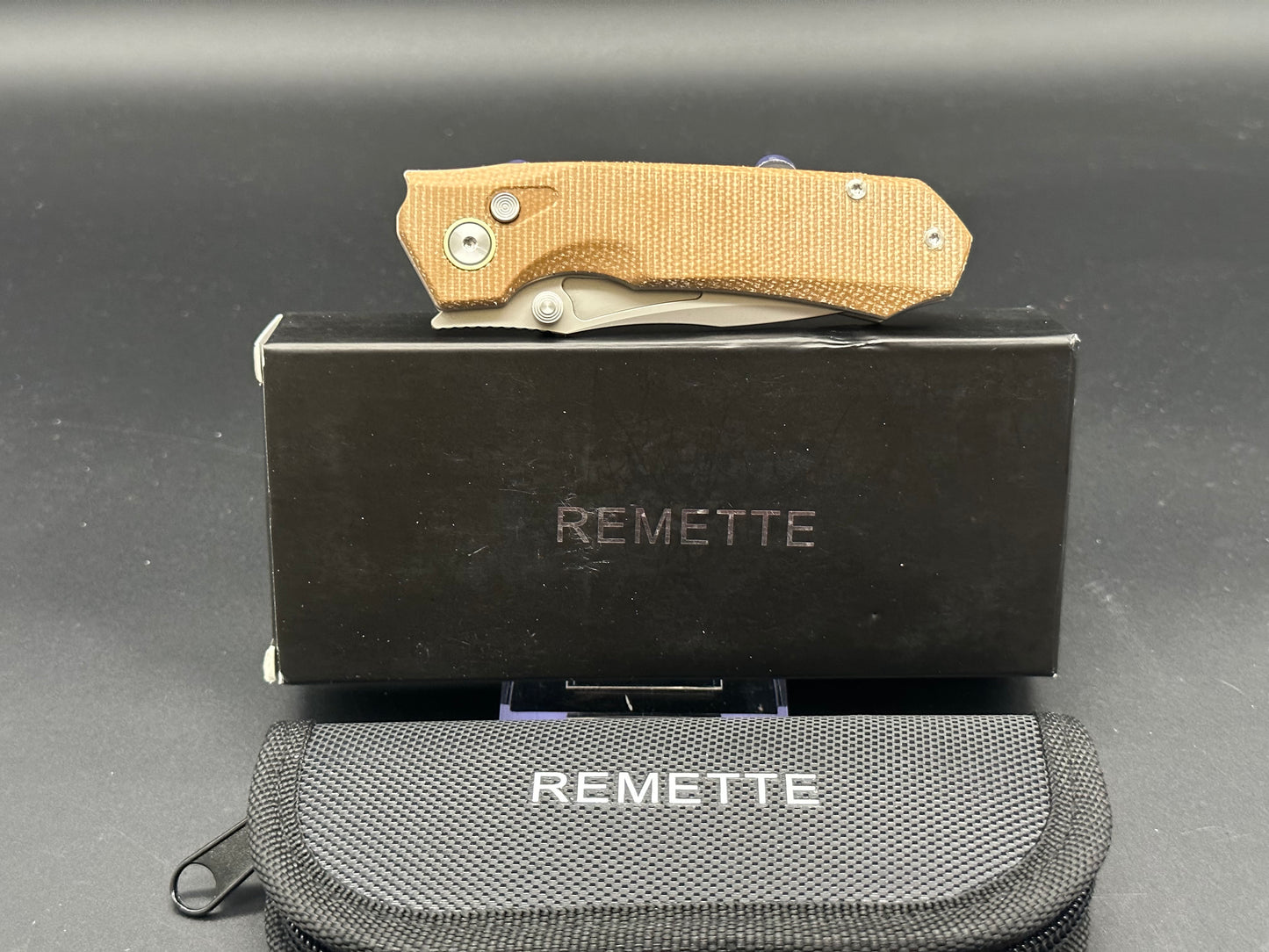 REMETTE Rhino Front Flipper 14C28N Blade Micarta Handle