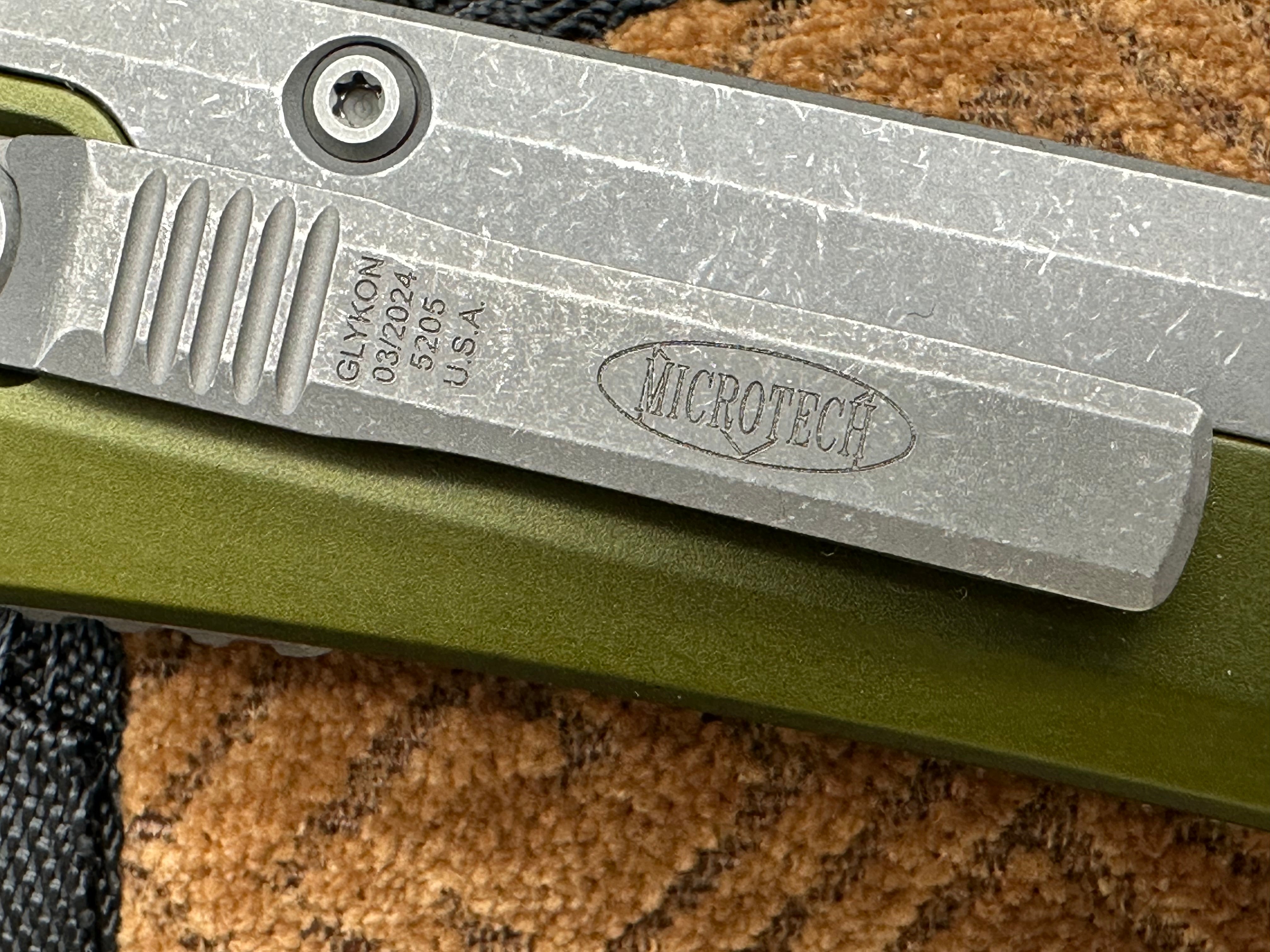 Microtech Glykon Apocolyptic OTF OD Green Aluminum & Gray Titanium Handle, Bohler M390
