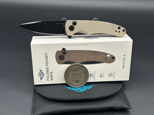 Olight Oknife Mettle 2 154CM blade OD Green Micarta Handles, Button Lock