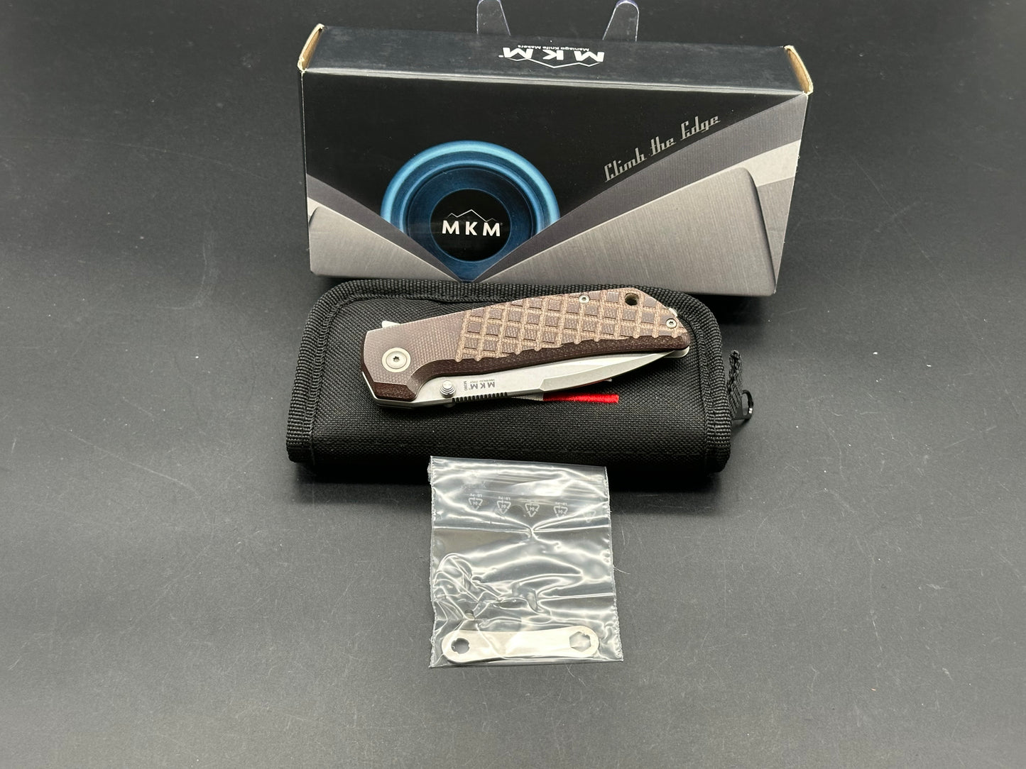 MKM Maximo Frame Lock Knife Burgandy Canvas Micarta (3.23" SW)