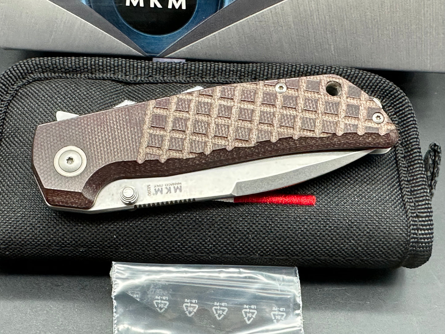 MKM Maximo Frame Lock Knife Burgandy Canvas Micarta (3.23" SW)