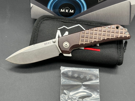 MKM Maximo Frame Lock Knife Burgandy Canvas Micarta (3.23" SW)