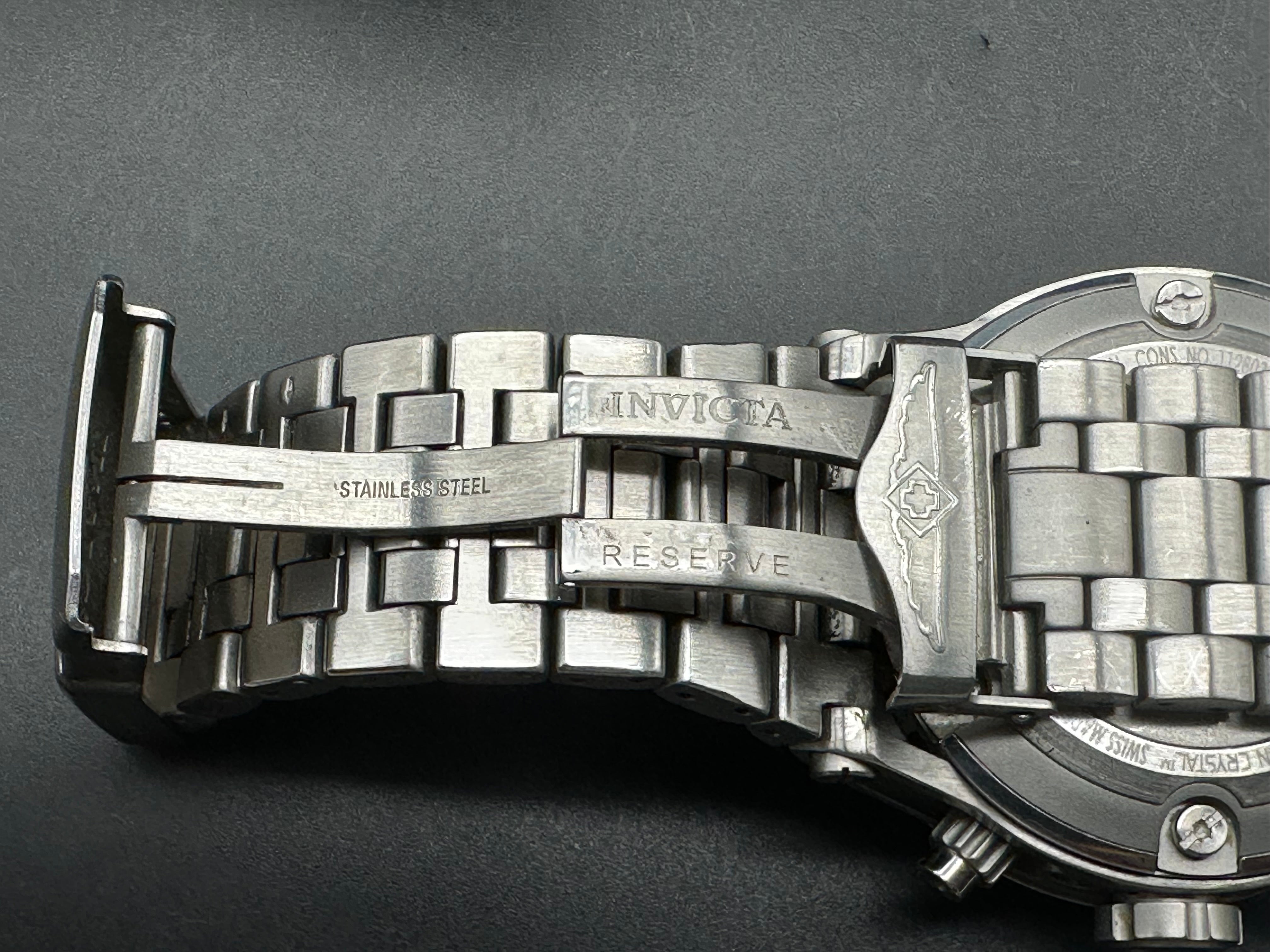 Invicta Reserve Swiss made watch. Stainless steel case and strap