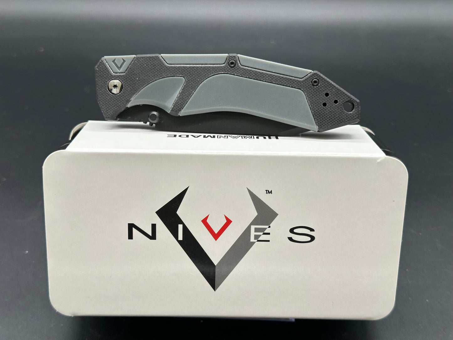 V Nives Fractal Assist Spring Assisted Knife Black/Gray G-10