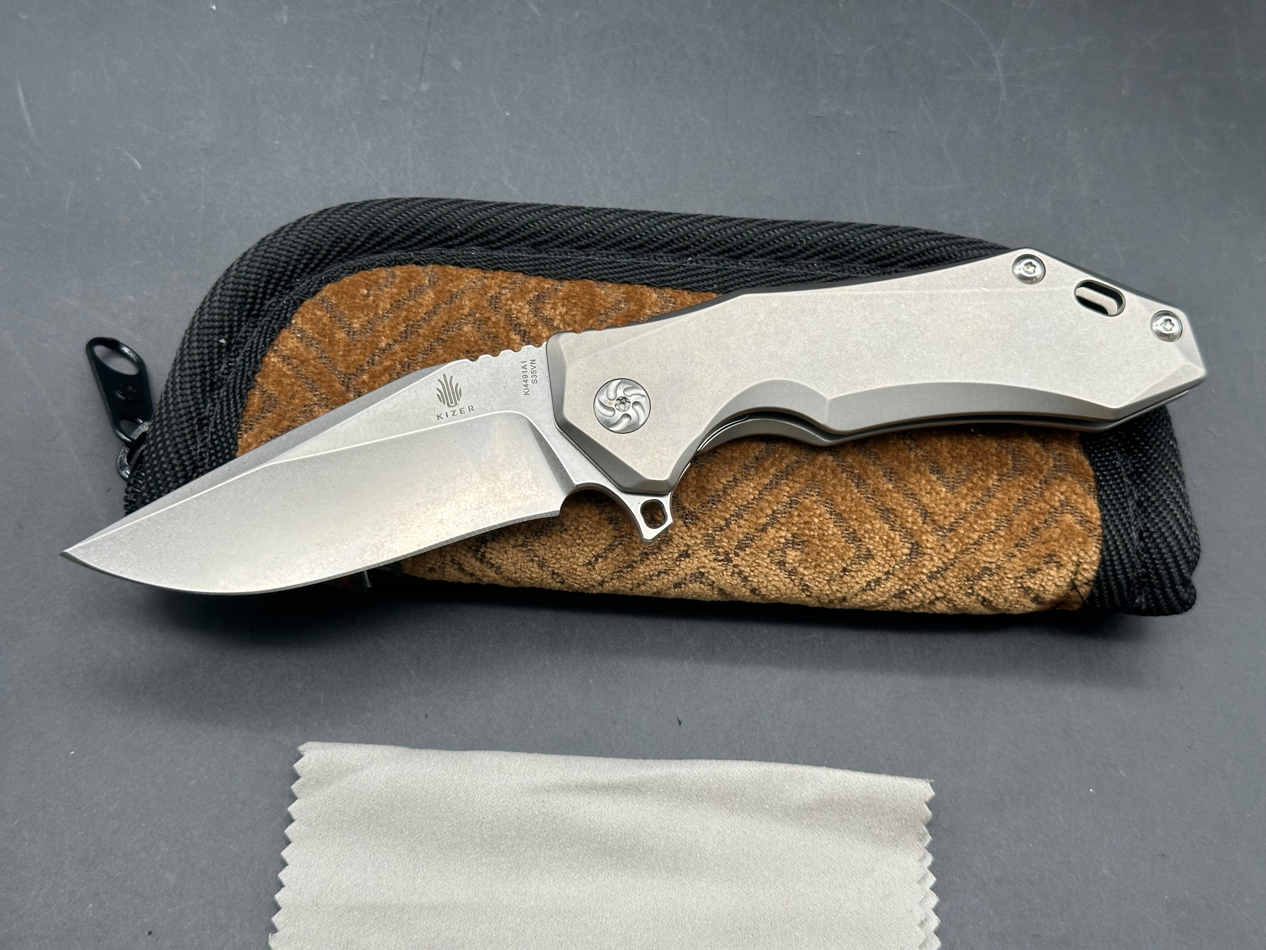 Kizer Uprising Titanium Handle, CPM-S35VN (3.625” SW CP) Blade