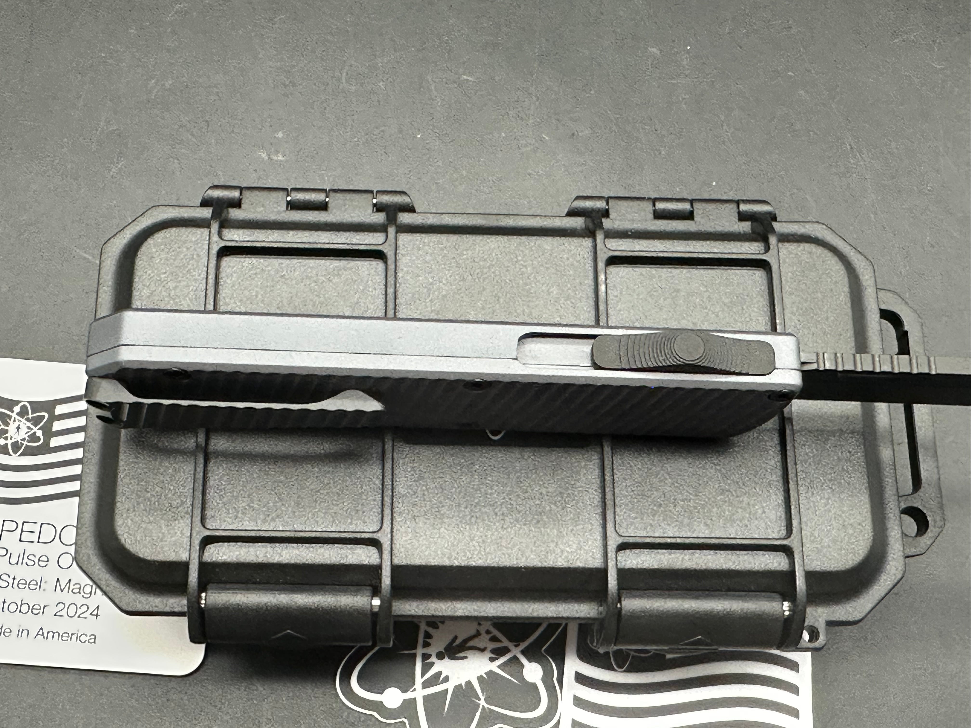 Emp edc pulse OTF grey aluminum handle with black reverse tanto blade