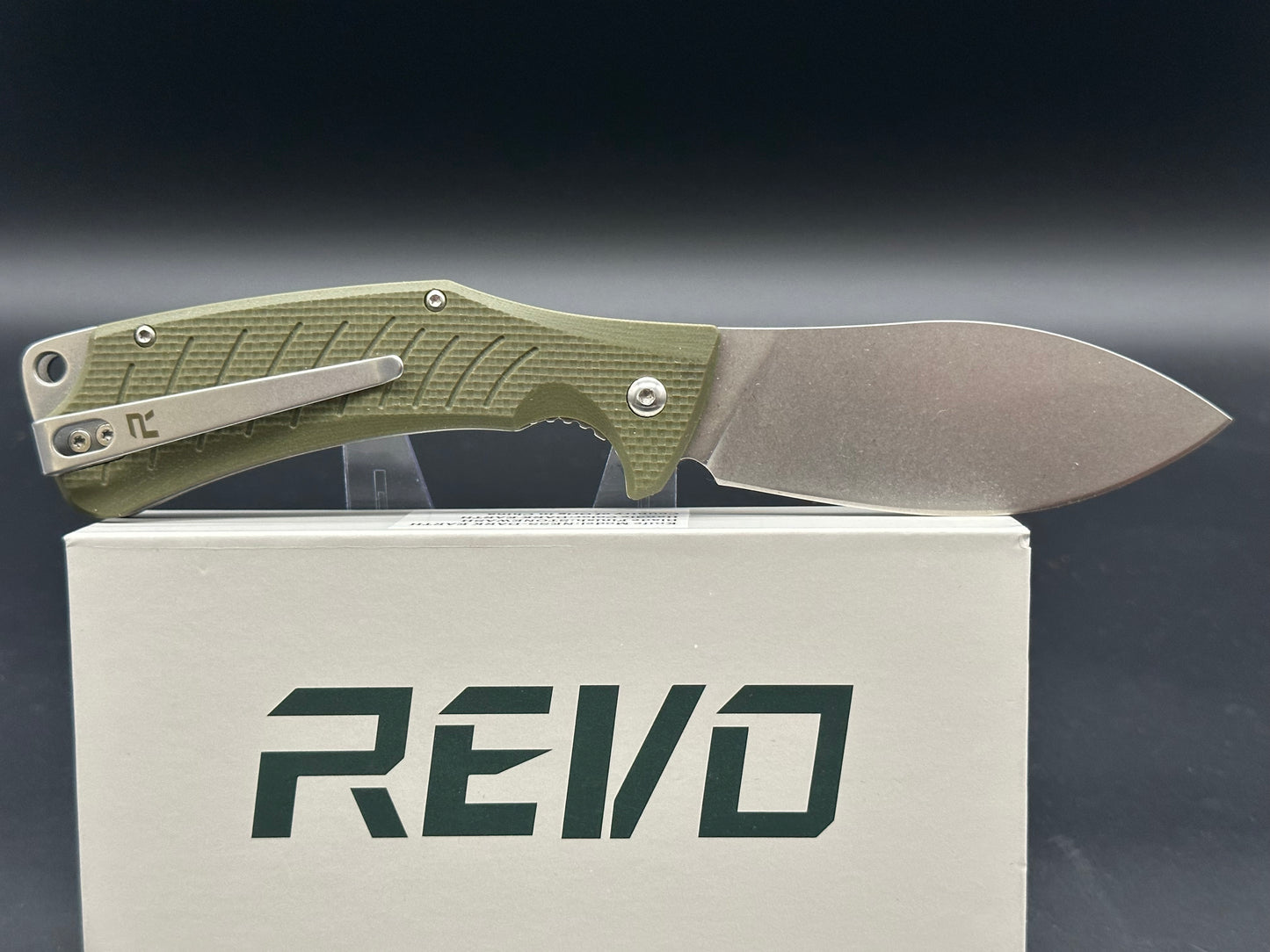 Revo Ness OD Green G10 scales w/D2 blade