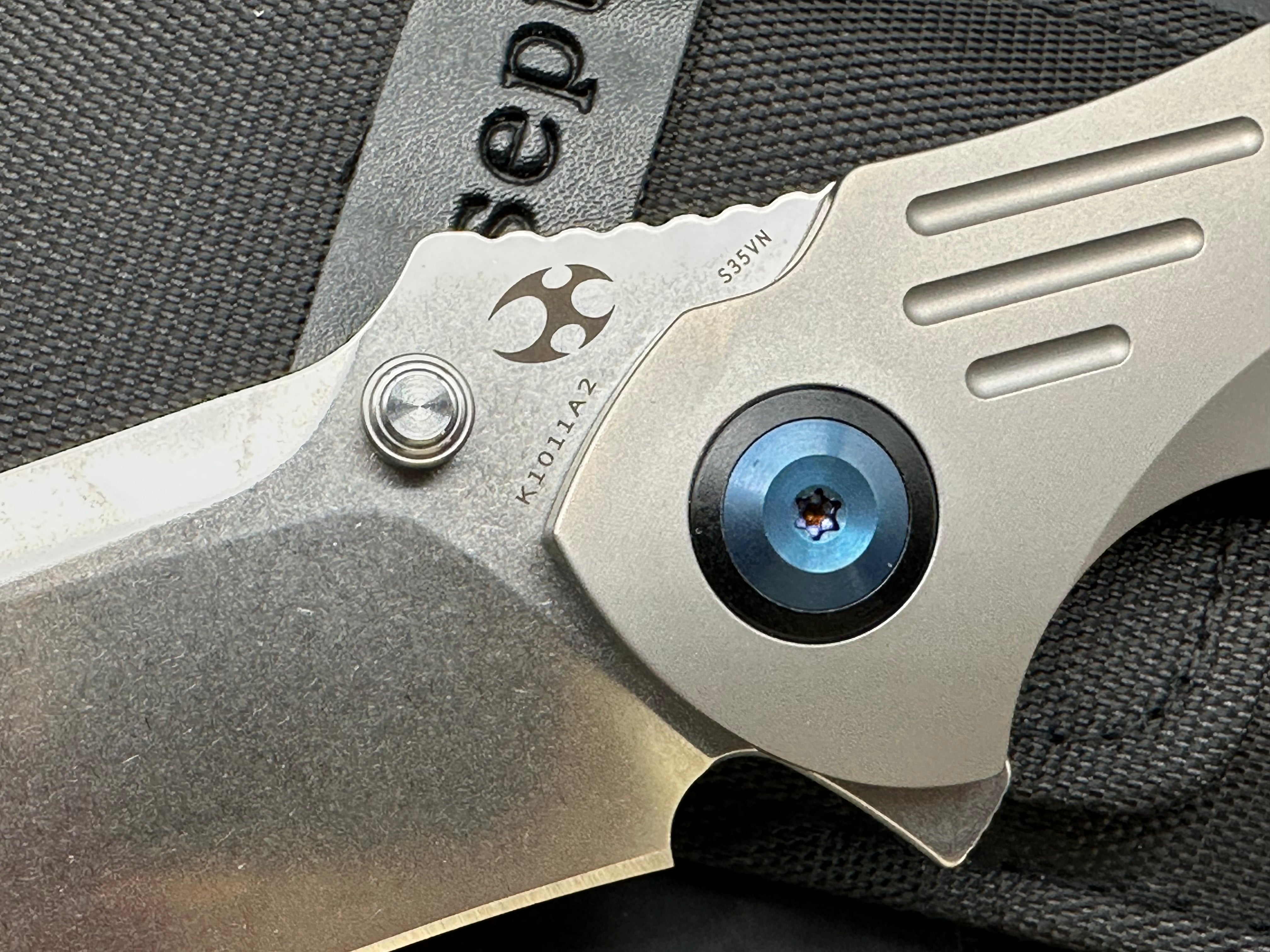 Kansept Delta Titanium Handle with Carbon Fiber Inlays, CPM-S35VN (3.50” Satin DP) Blade