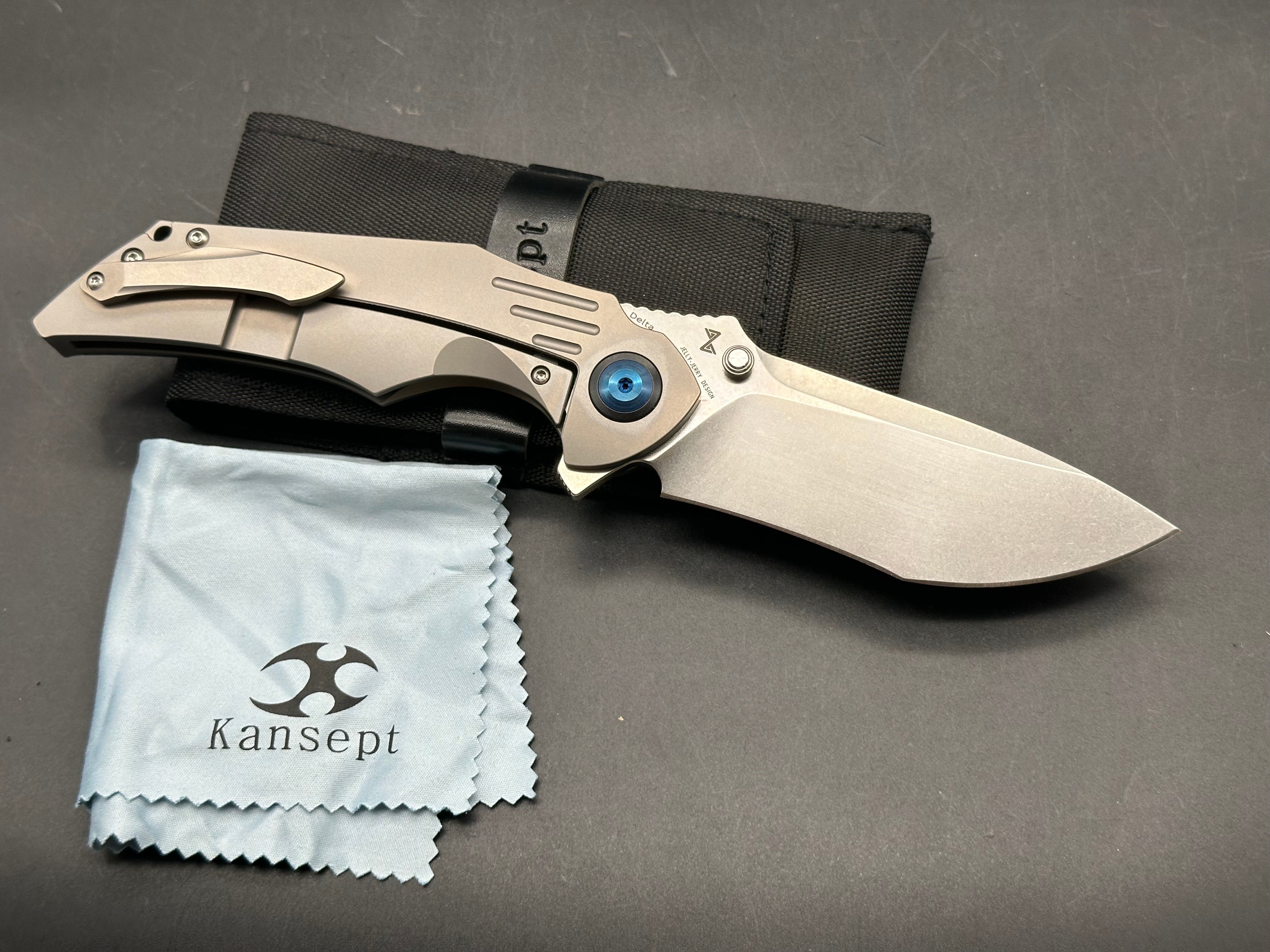 Kansept Delta Titanium Handle with Carbon Fiber Inlays, CPM-S35VN (3.50” Satin DP) Blade