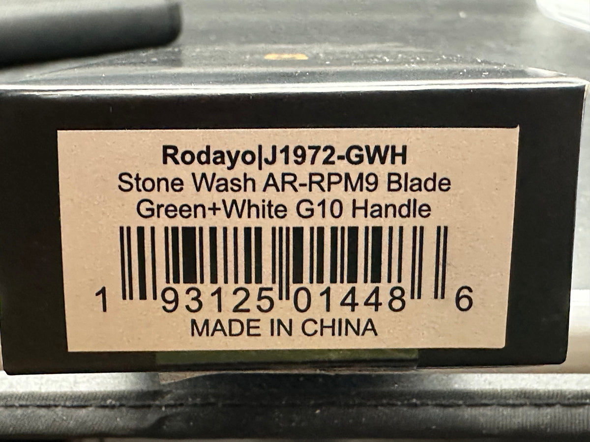 CJRB RODAYO FLIPPER & LINER LOCK GREEN G10 HANDLE STONEWASH AR-RPM9 BLADE