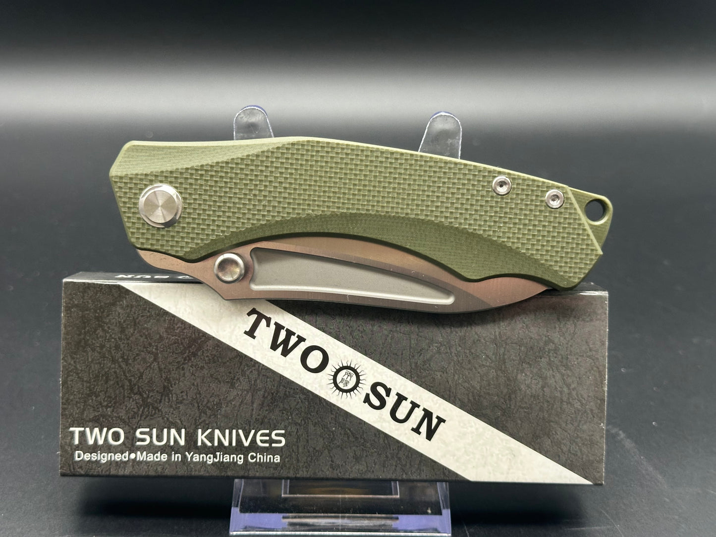 TWOSUN TS425-K110 FOLDING KNIFE K110 BLADE GREEN G10 HANDLE PLAIN EDGE