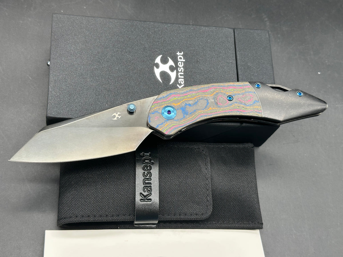 KANSEPT K9 80S CAMO CARBON/BLACKWASH TITANIUM HANDLE S35VN BLACKWASH FINISH