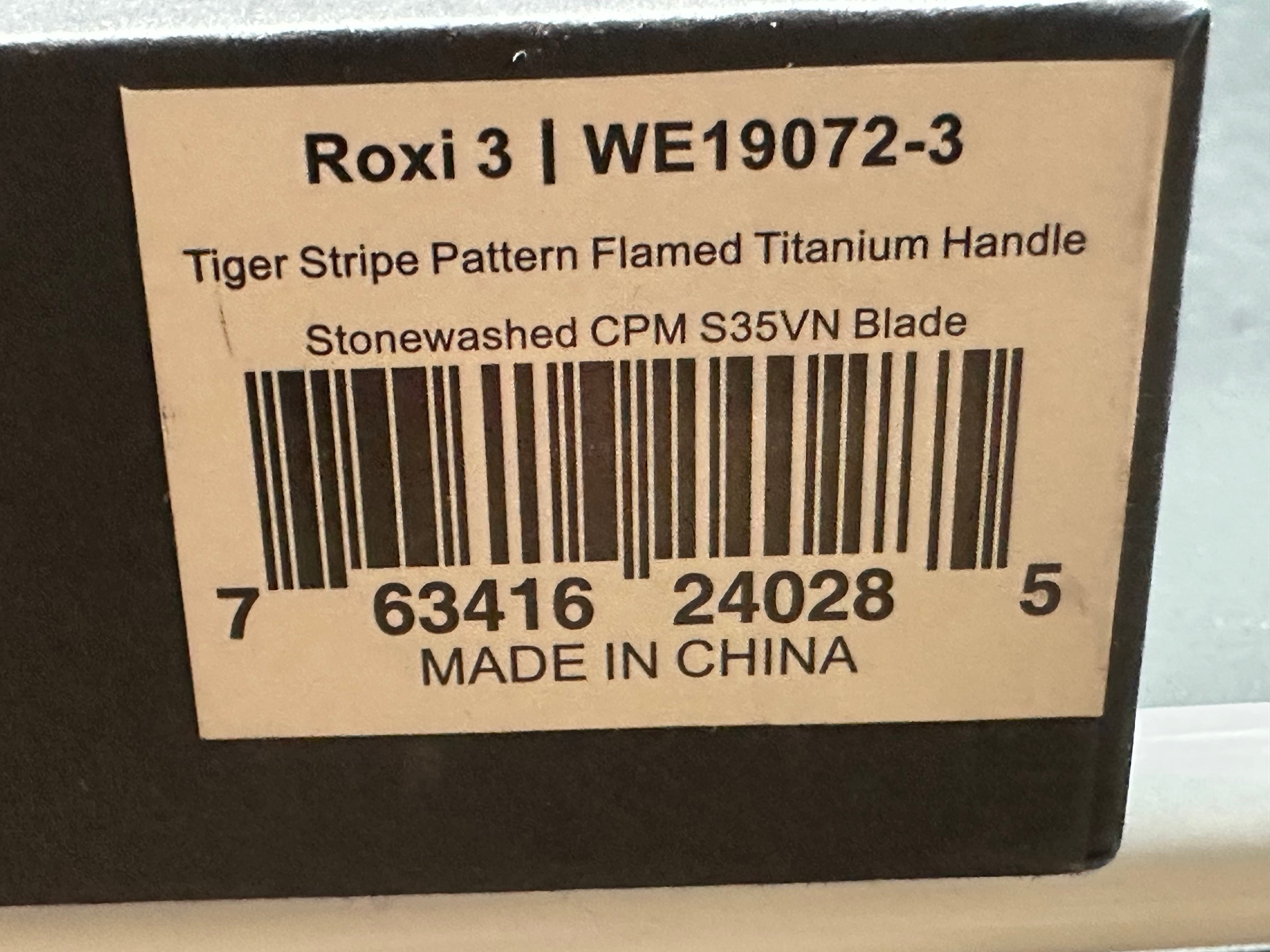 WE Knife Co. Roxi 3 Frame Lock Knife Tiger Stripe Titanium
