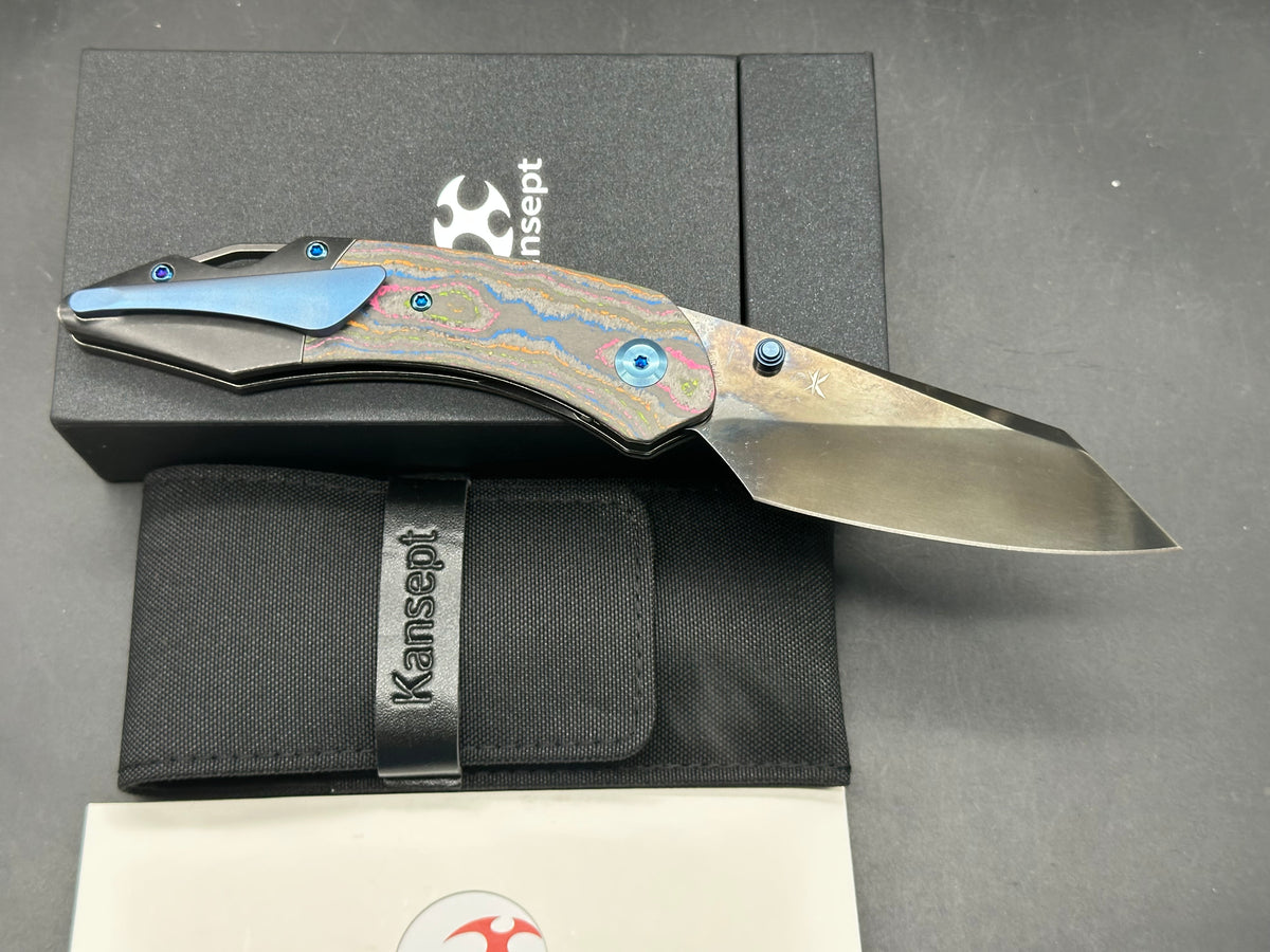 KANSEPT K9 80S CAMO CARBON/BLACKWASH TITANIUM HANDLE S35VN BLACKWASH FINISH
