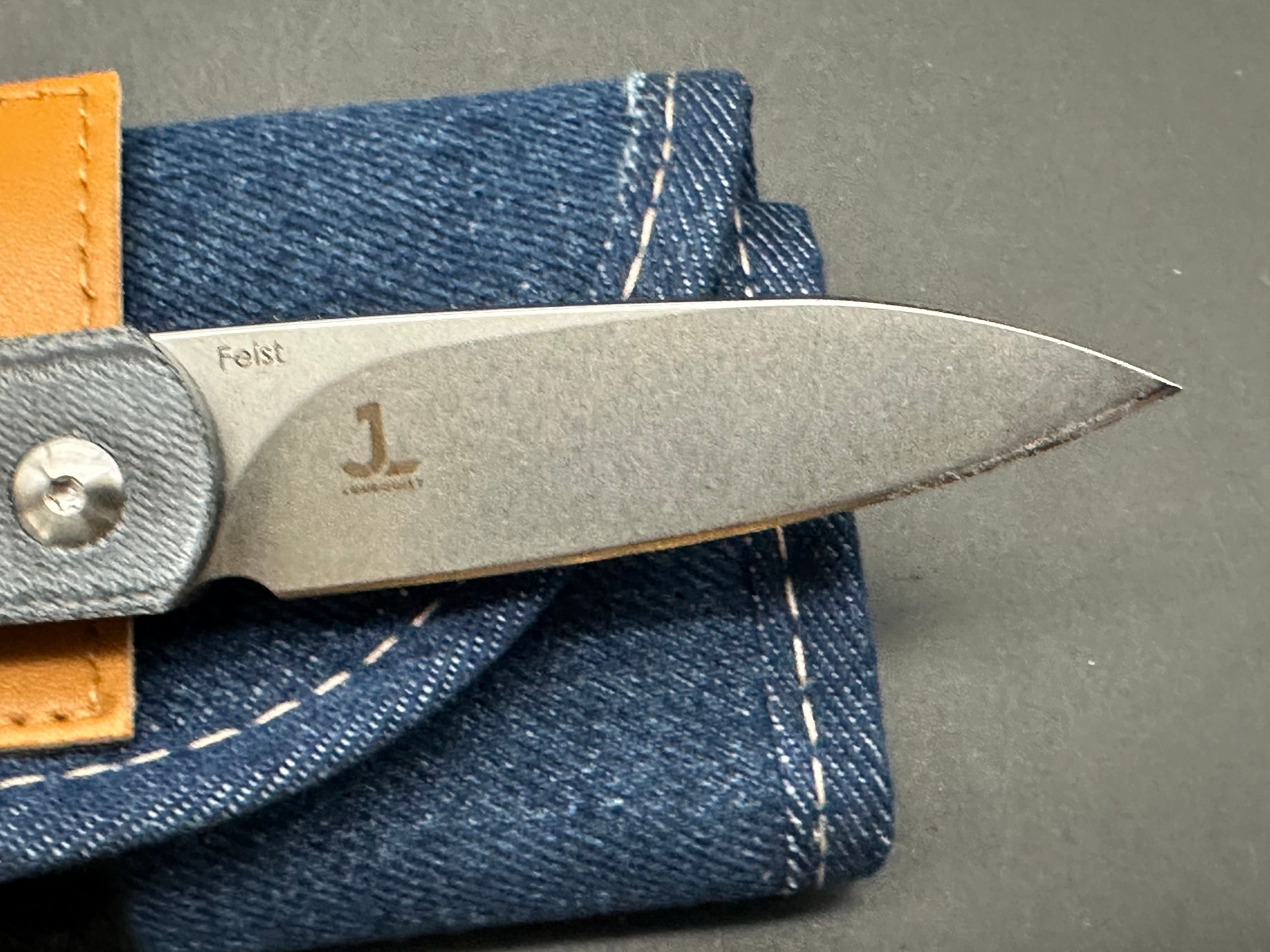 KIZER FEIST FOLDING KNIFE DENIM MICARTA HANDLE 154CM PLAIN EDGE V3499C4