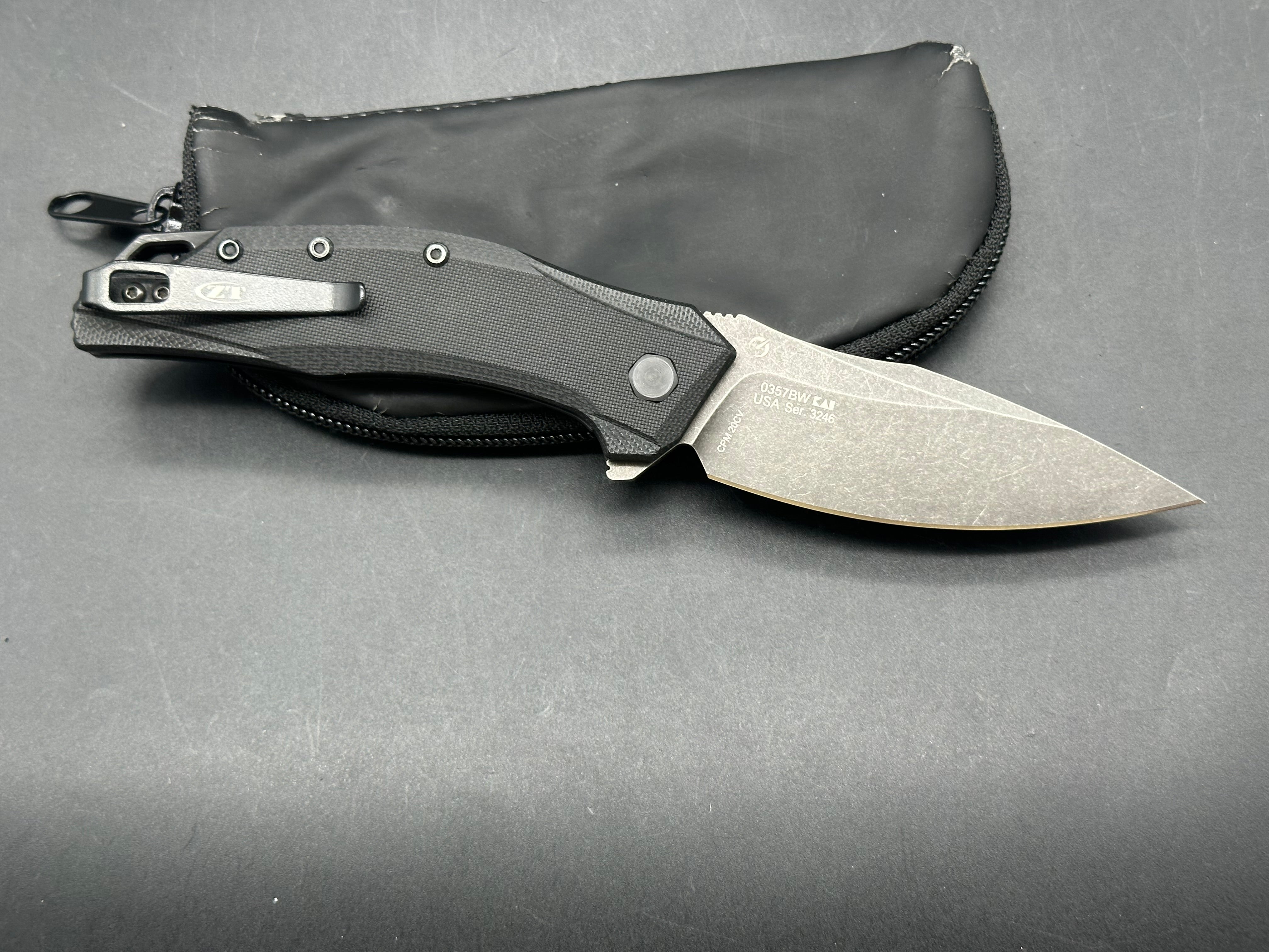 Zero Tolerance 0357BW Black G-10 Handle, CPM-20CV Black SW (3.25” DP) Blade