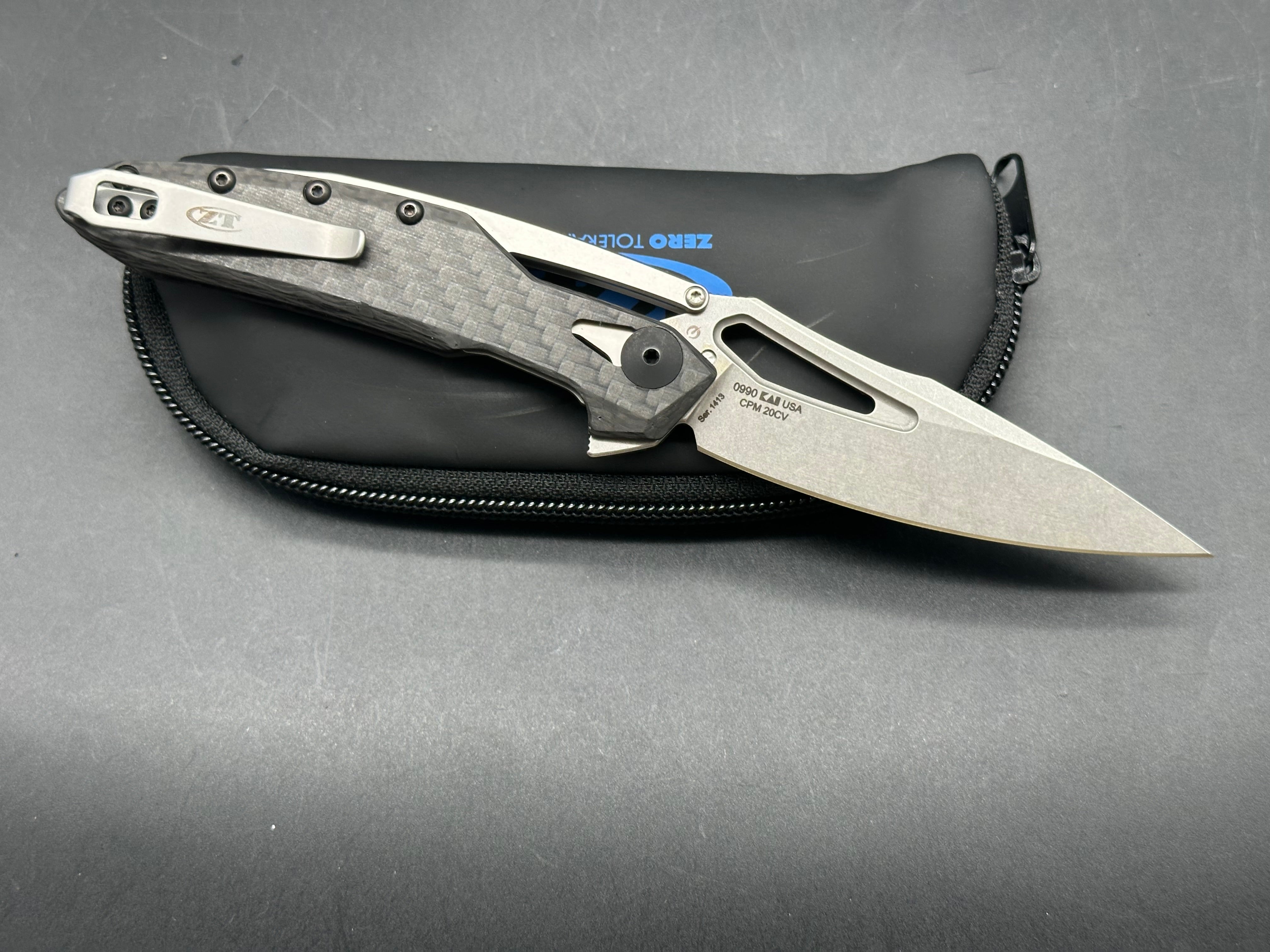 Zero Tolerance 0990 Carbon Fiber Handle, CPM-20CV Bead Blast (3.25” SP) Blade
