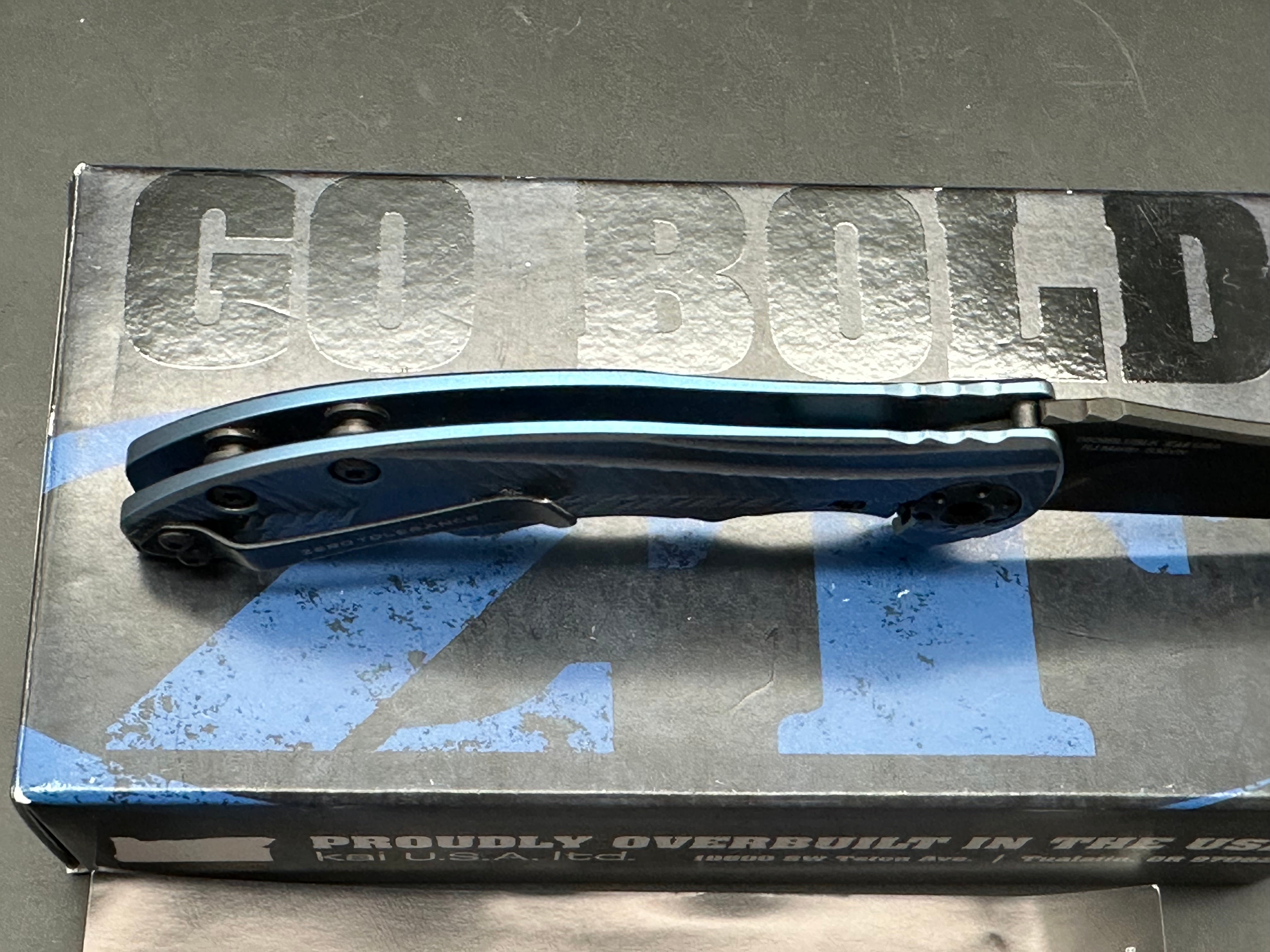 Zero Tolerance RJ Martin 0609BLUBLK Flipper Knife Blue Ti (3.4" Black DLC)