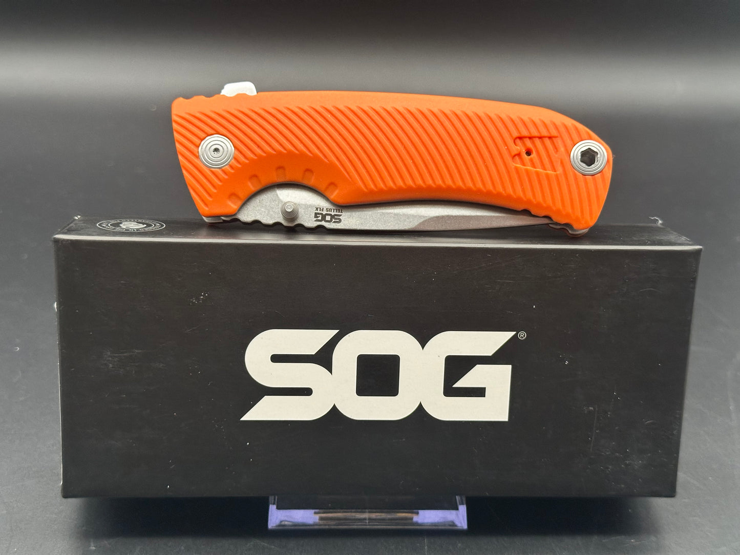 SOG Tellus FLK Blaze Frame Lock Knife Orange GRN (3.65" Stonewash)