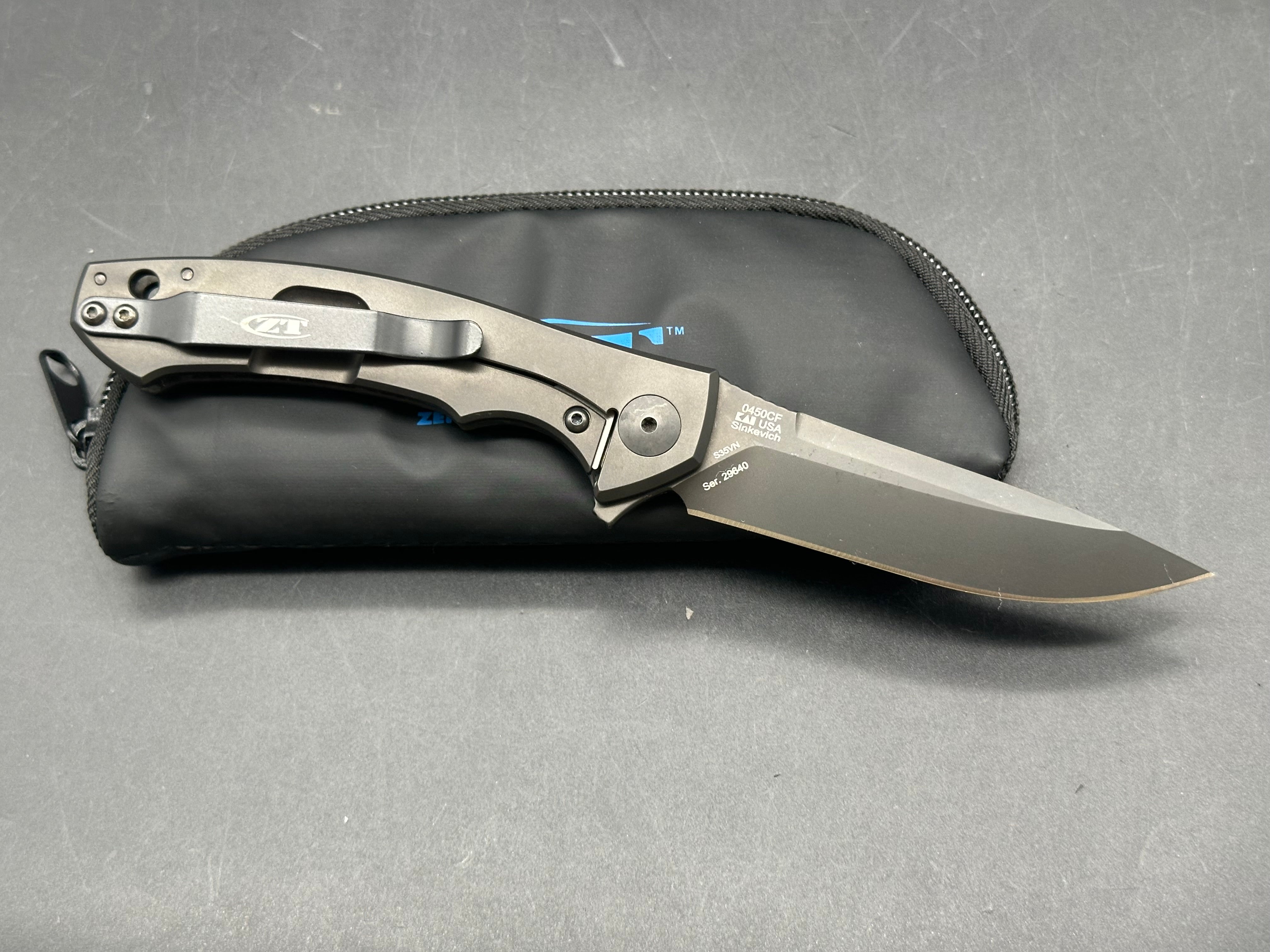 Zero Tolerance 0450CF Carbon Fiber/Titanium Handle, CPM-S35VN Black SW (3.25” DP) Blade