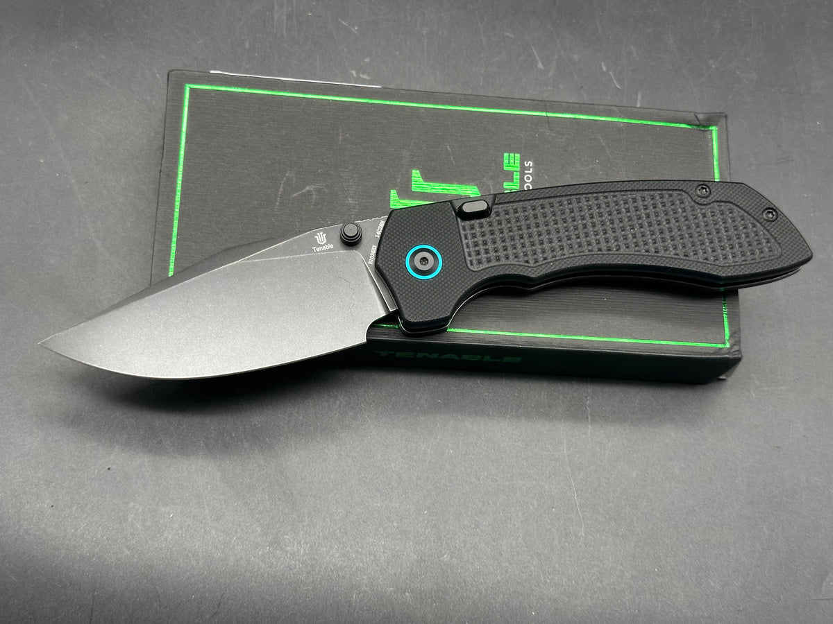 TENABLE ENTITY BLACK G10 HANDLE 14C28N DROP POINT PLAIN EDGE