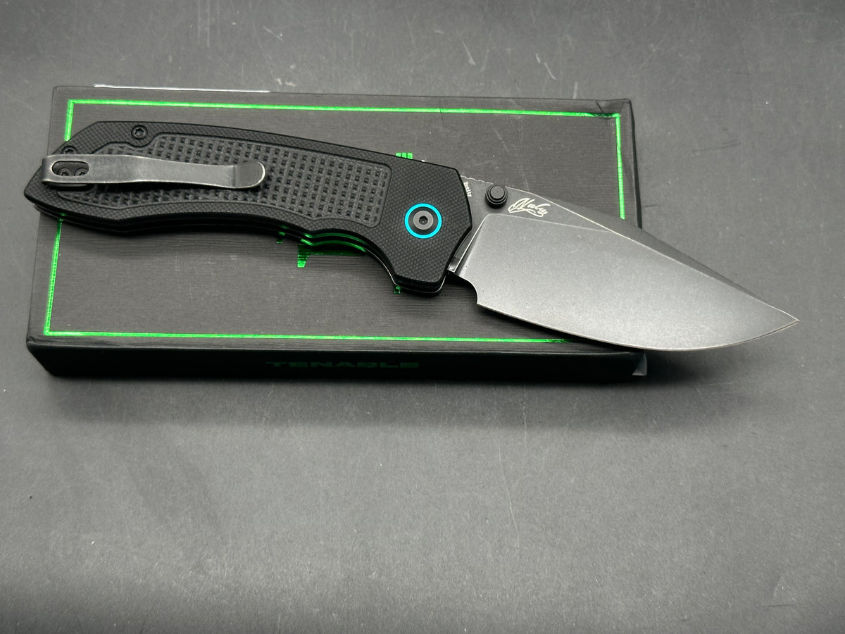 TENABLE ENTITY BLACK G10 HANDLE 14C28N DROP POINT PLAIN EDGE