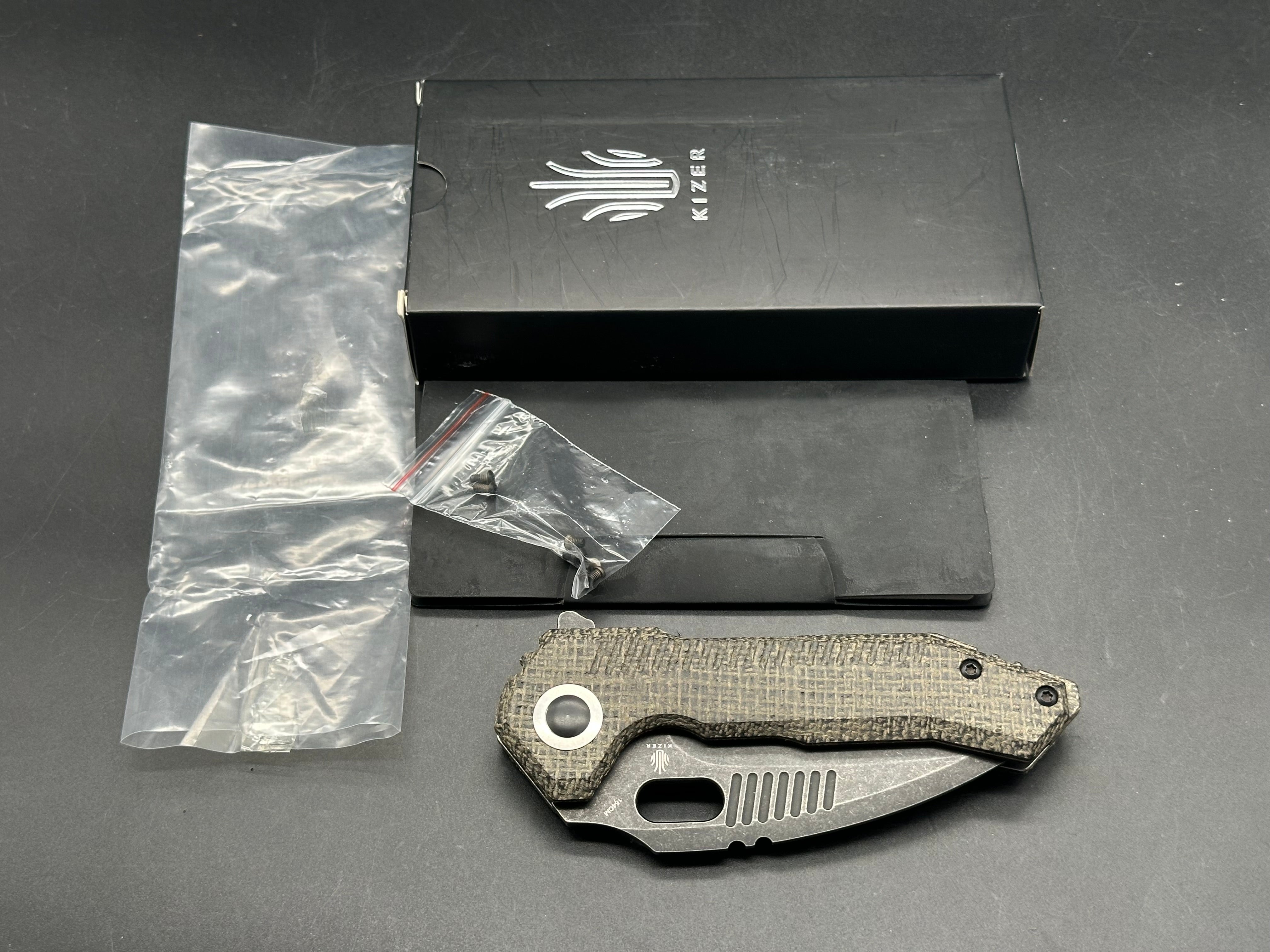 Kizer Mini Paragon Liner Lock Knife Black Micarta (3.4" Black 154CM)