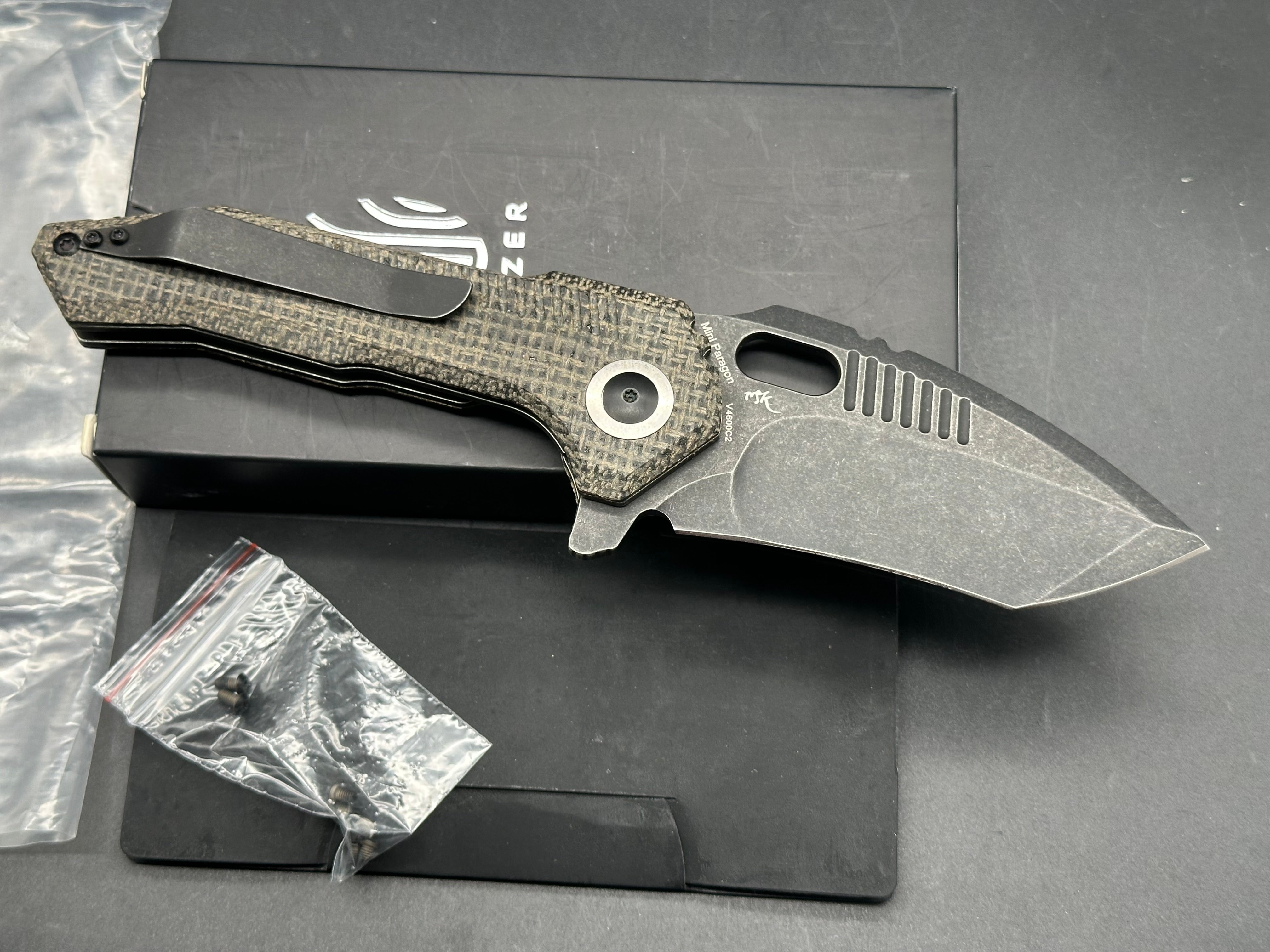Kizer Mini Paragon Liner Lock Knife Black Micarta (3.4" Black 154CM)
