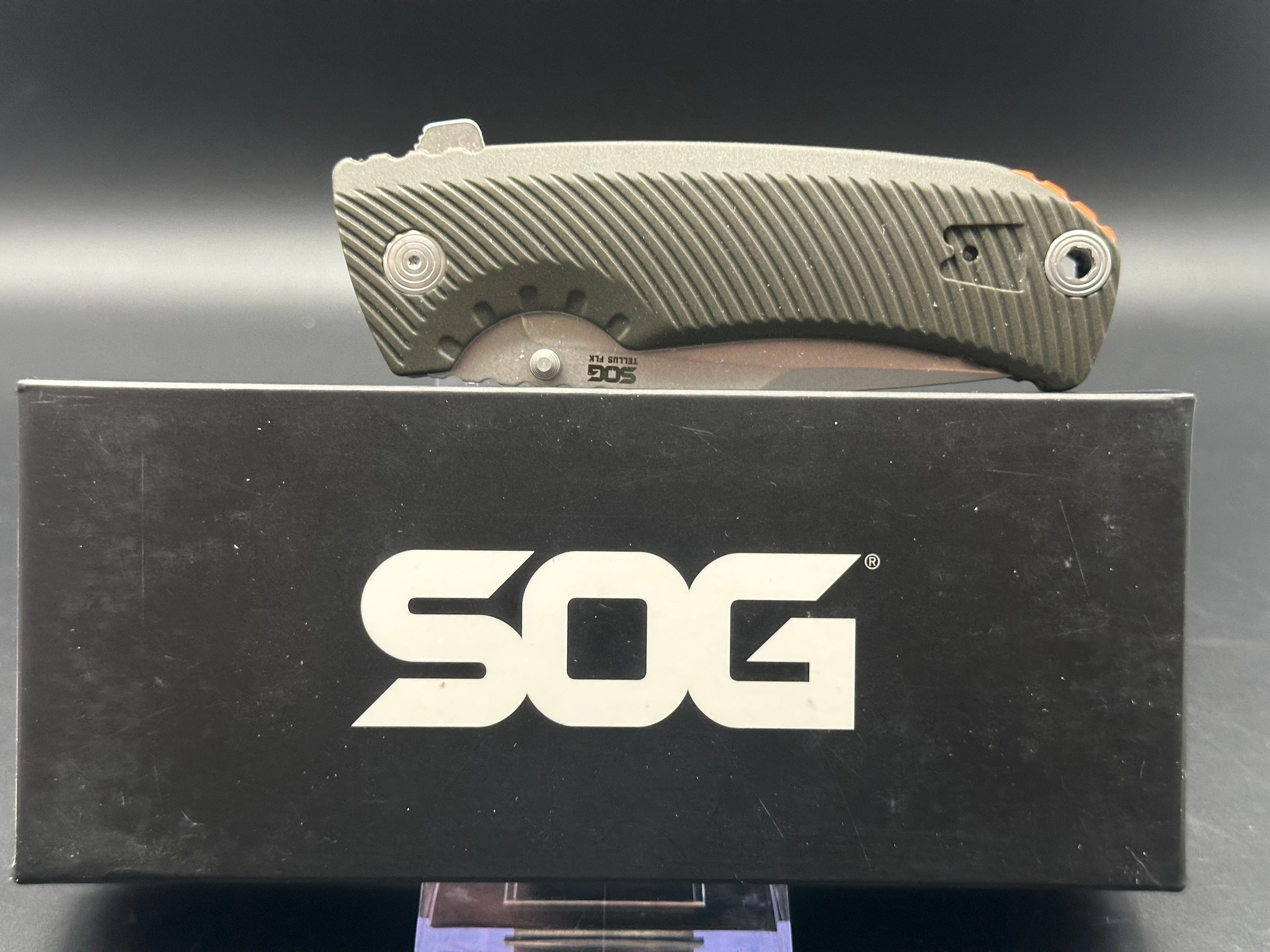 SOG Tellus Frame Lock Knife OD Green FRN (3.65" Stonewash Cryo 440)