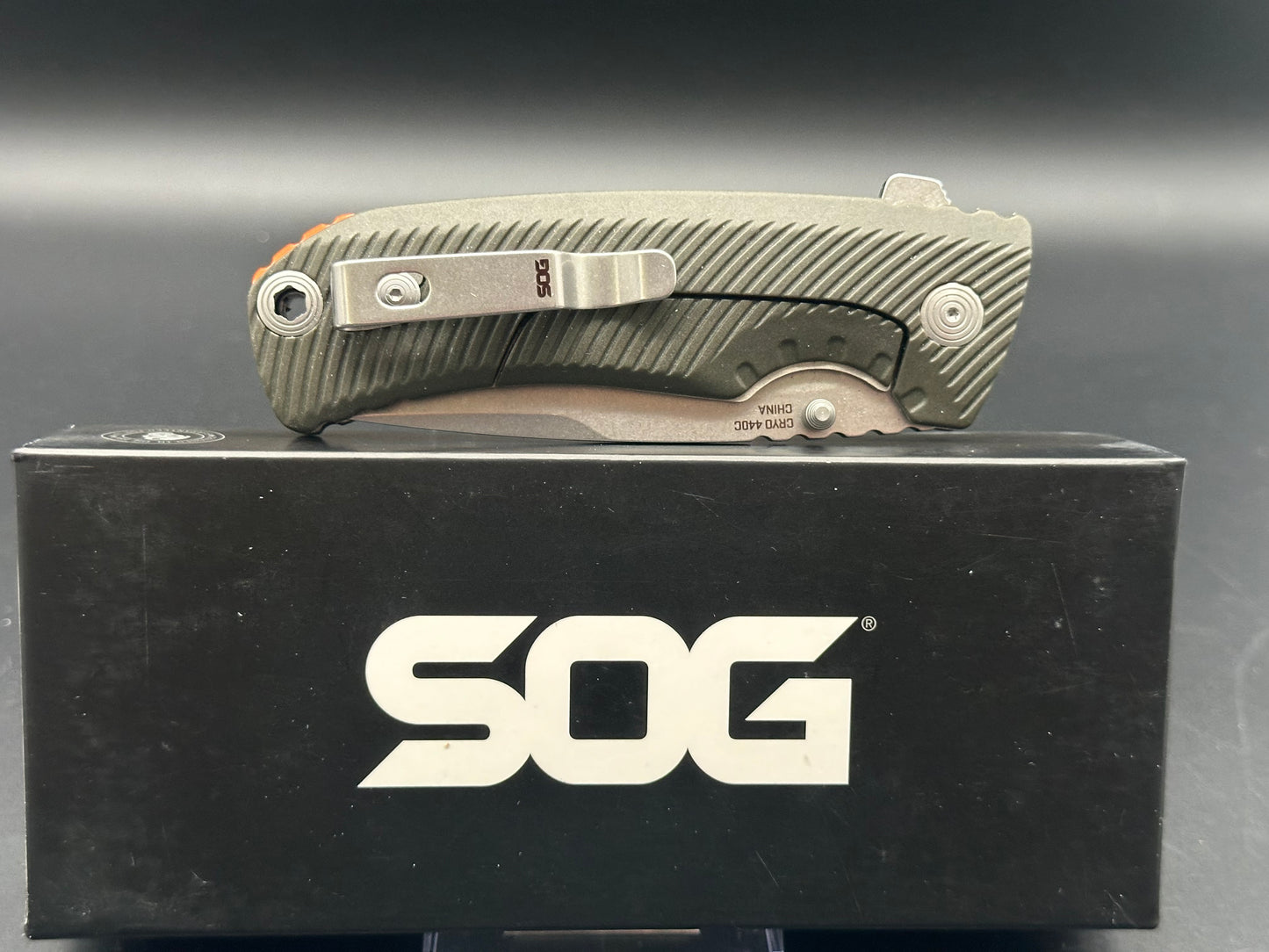 SOG Tellus Frame Lock Knife OD Green FRN (3.65" Stonewash Cryo 440)