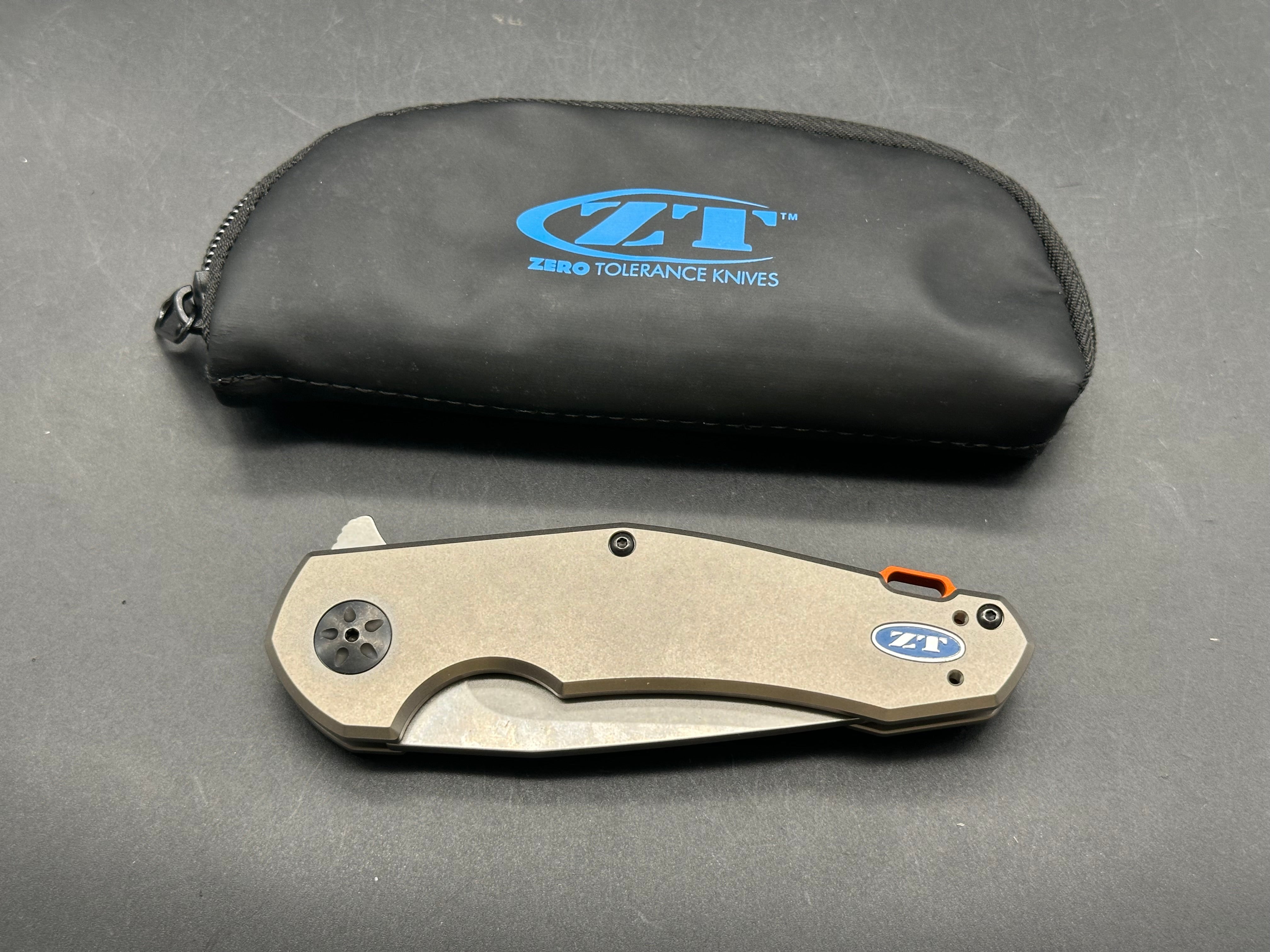 Zero Tolerance Anso 0220 Titanium Handle with Orange Anodized Back Spacer, CPM-S35VN (3.50” SW DP) Blade