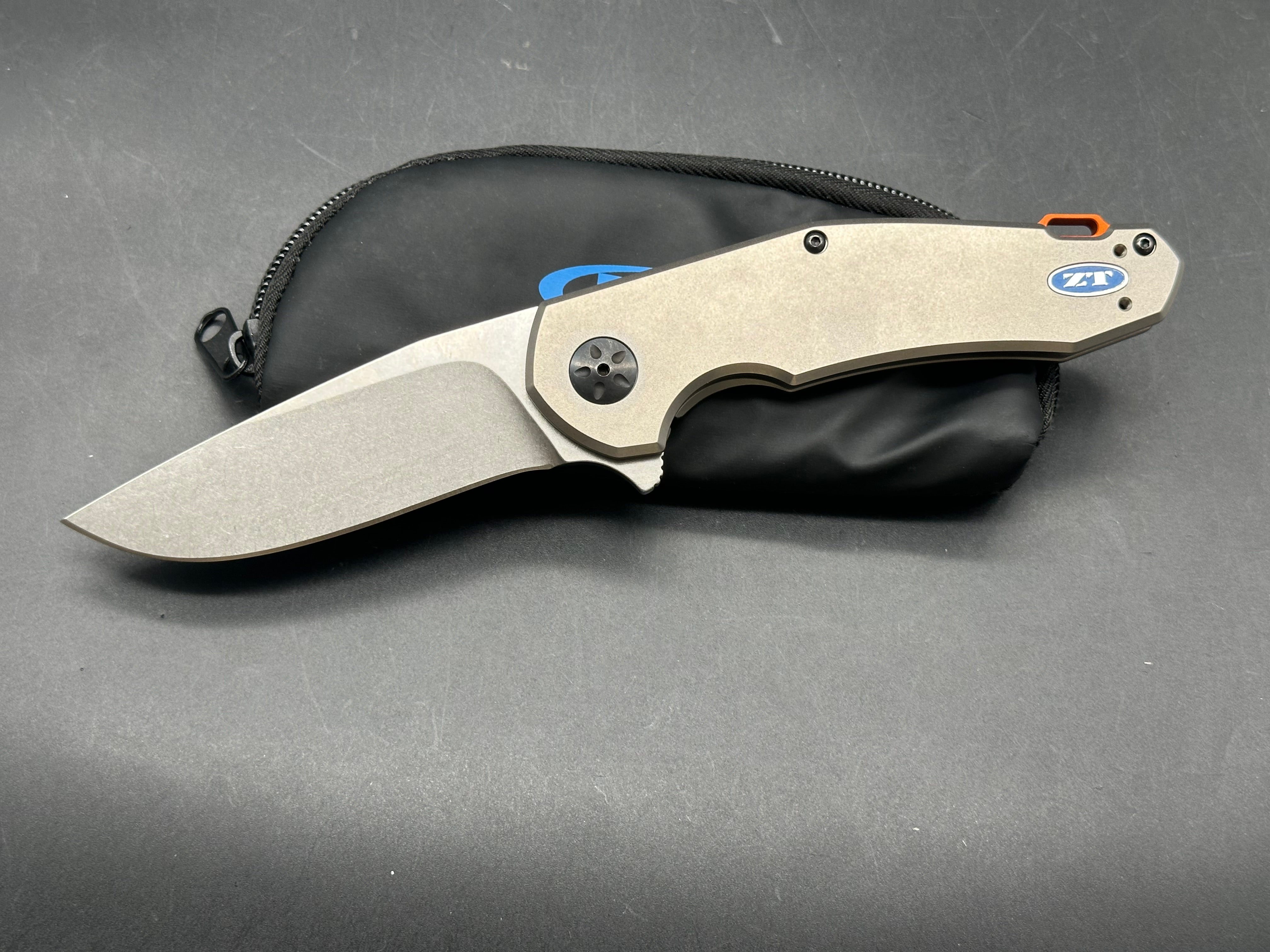 Zero Tolerance Anso 0220 Titanium Handle with Orange Anodized Back Spacer, CPM-S35VN (3.50” SW DP) Blade