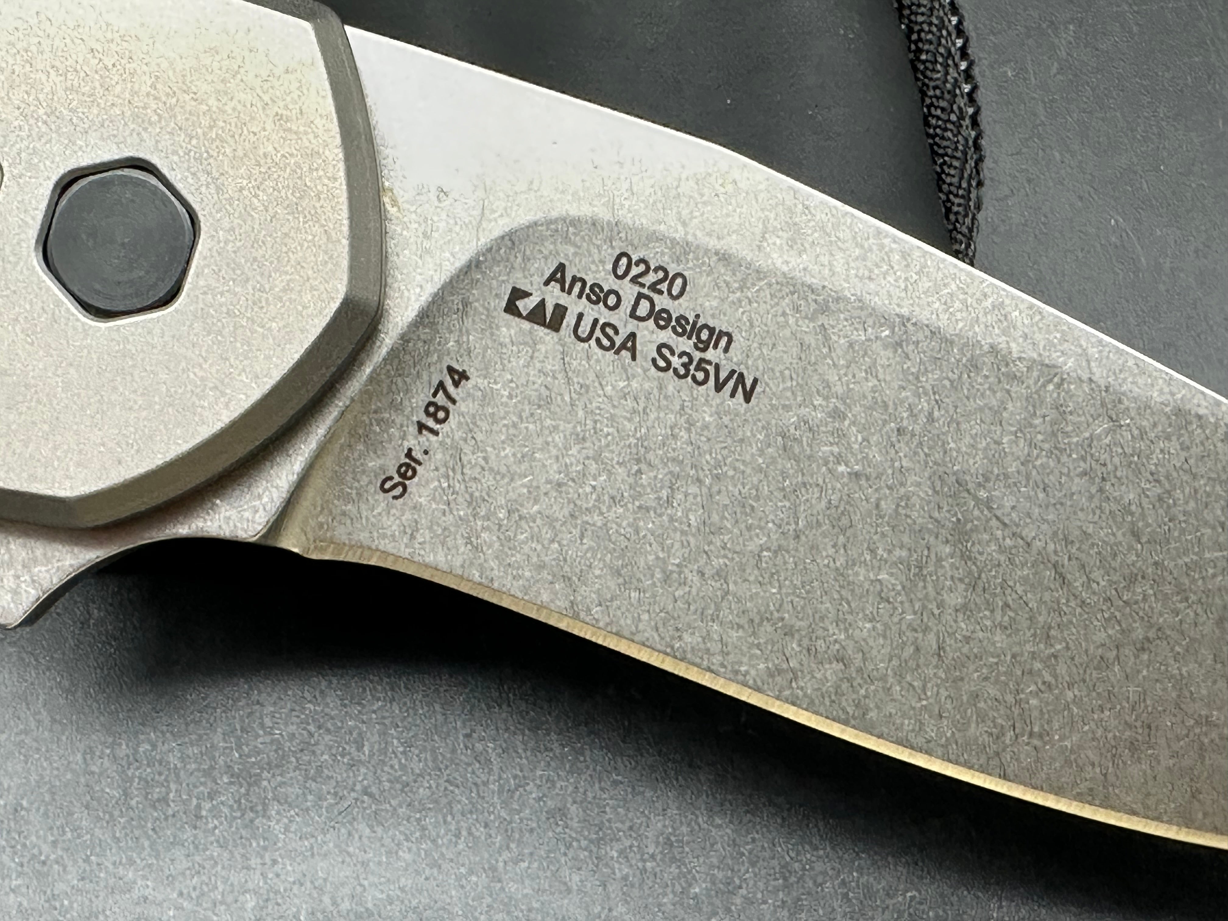 Zero Tolerance Anso 0220 Titanium Handle with Orange Anodized Back Spacer, CPM-S35VN (3.50” SW DP) Blade