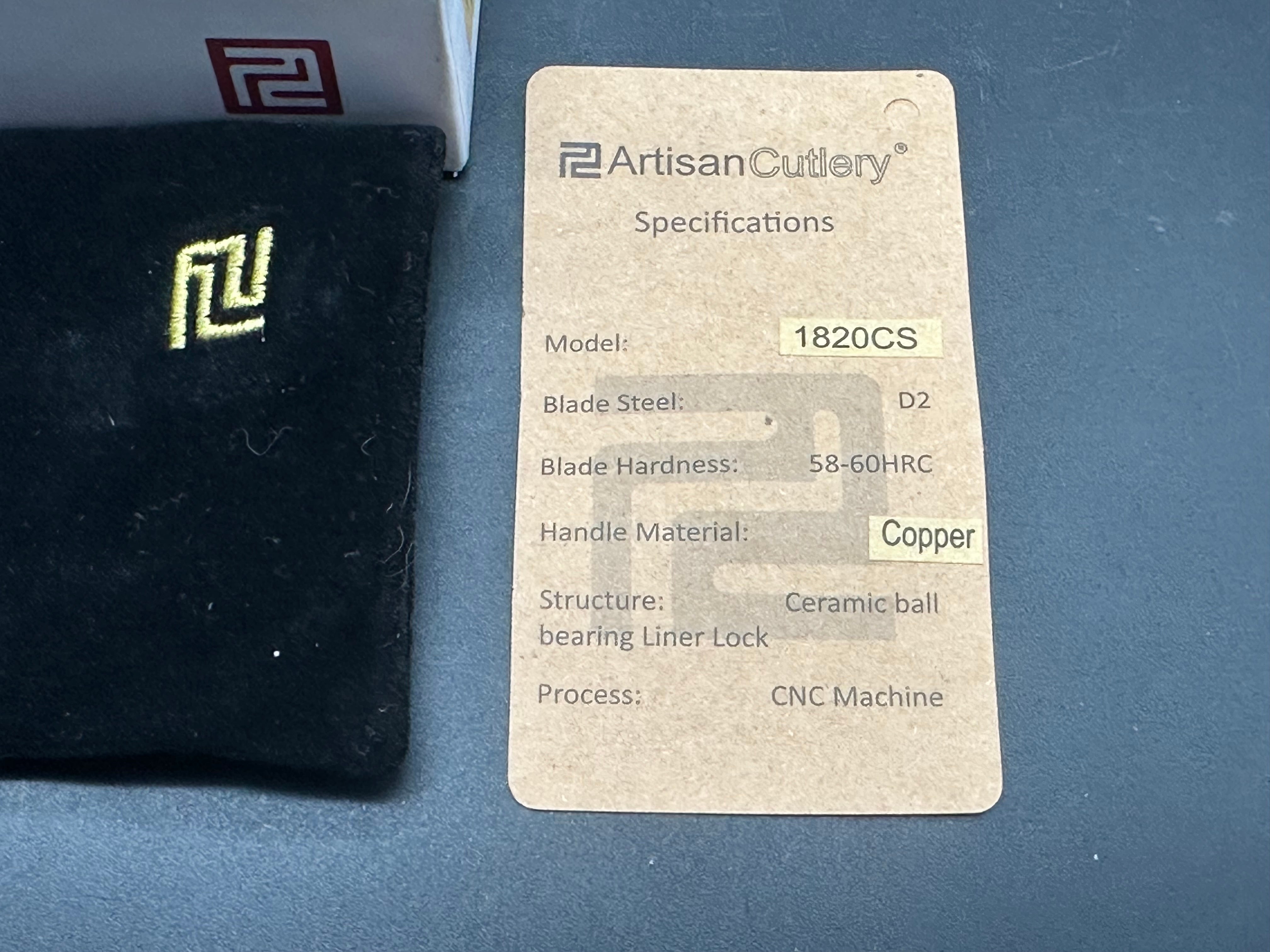 Artisan Proponent Liner Lock Knife Copper Handle Plain D2 Blade