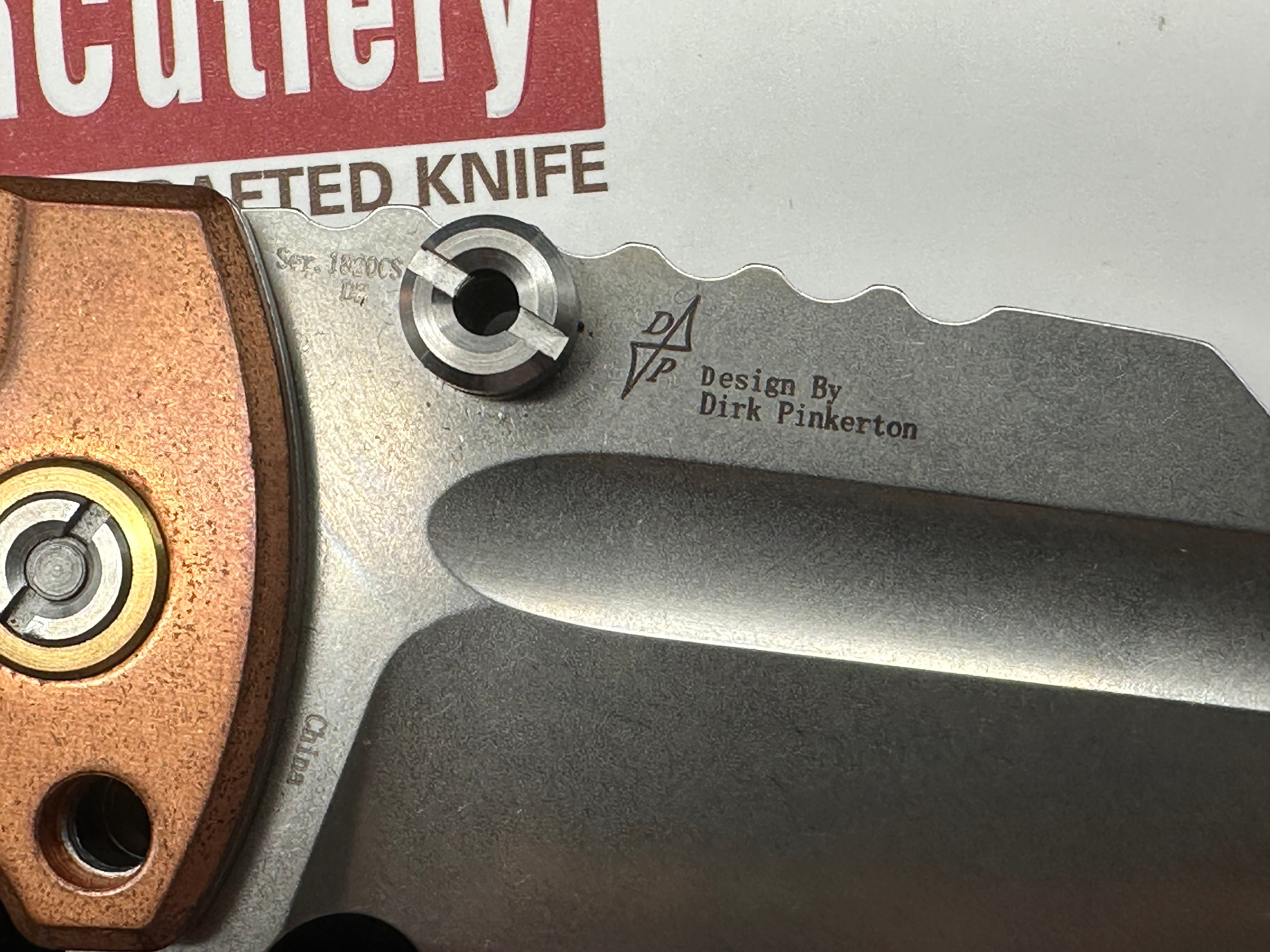 Artisan Proponent Liner Lock Knife Copper Handle Plain D2 Blade