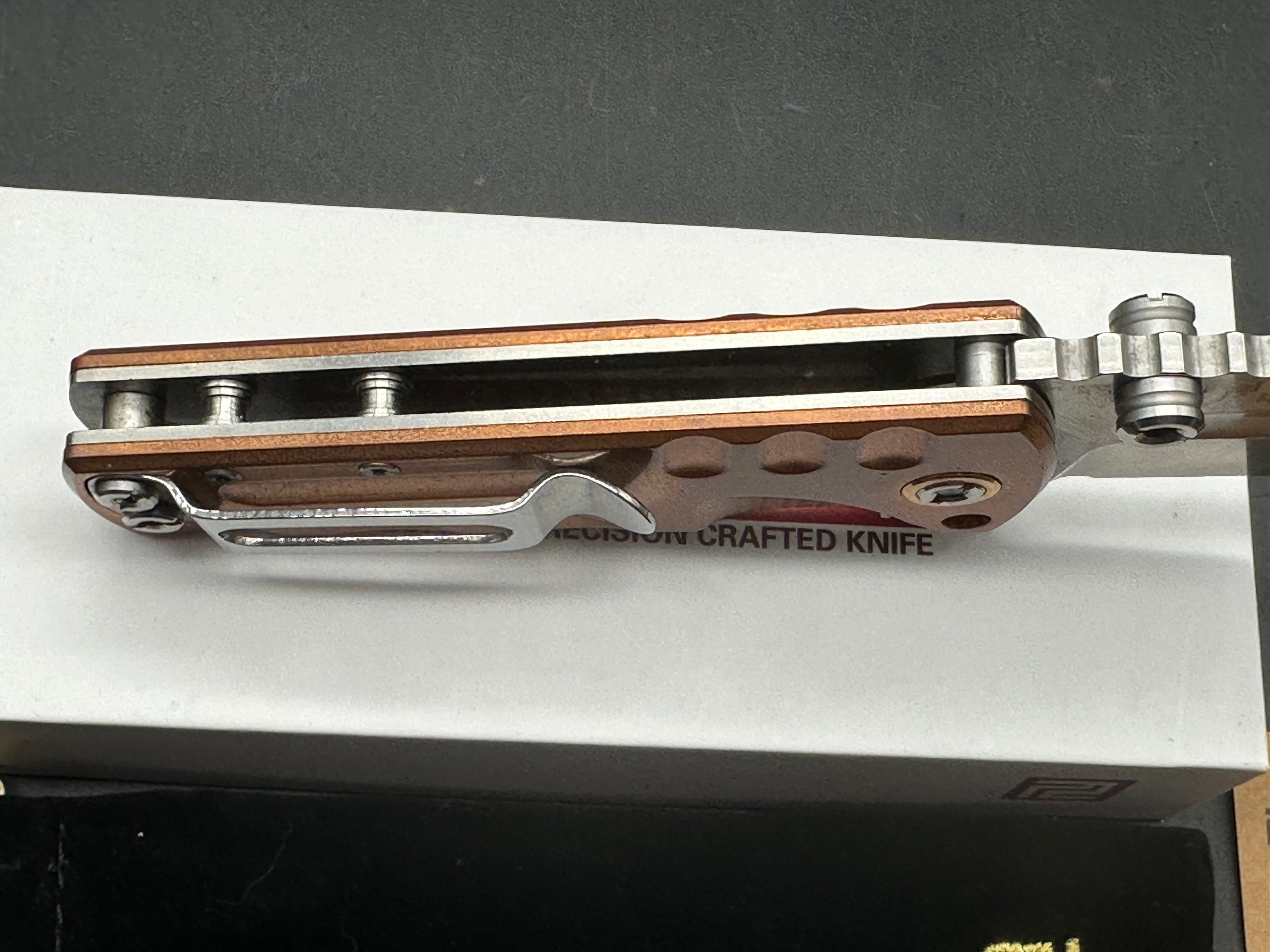 Artisan Proponent Liner Lock Knife Copper Handle Plain D2 Blade