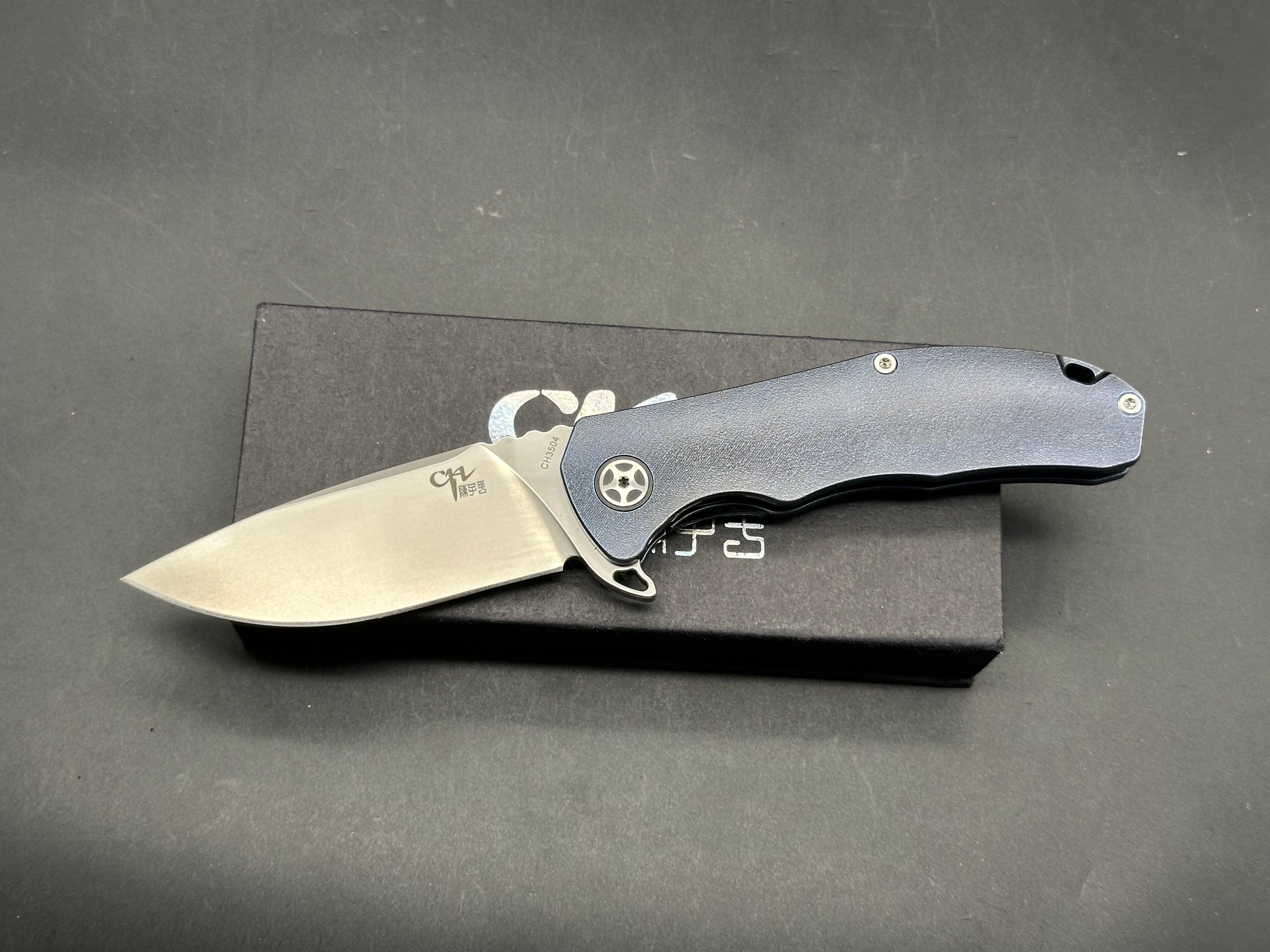 CH knives 3504 blue titanium handle w/S35VN blade