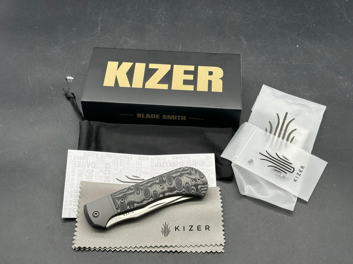 Kizer Trestle 2 bladed slip joint knife Vortex micarta/aluminum handle and BD1N blades