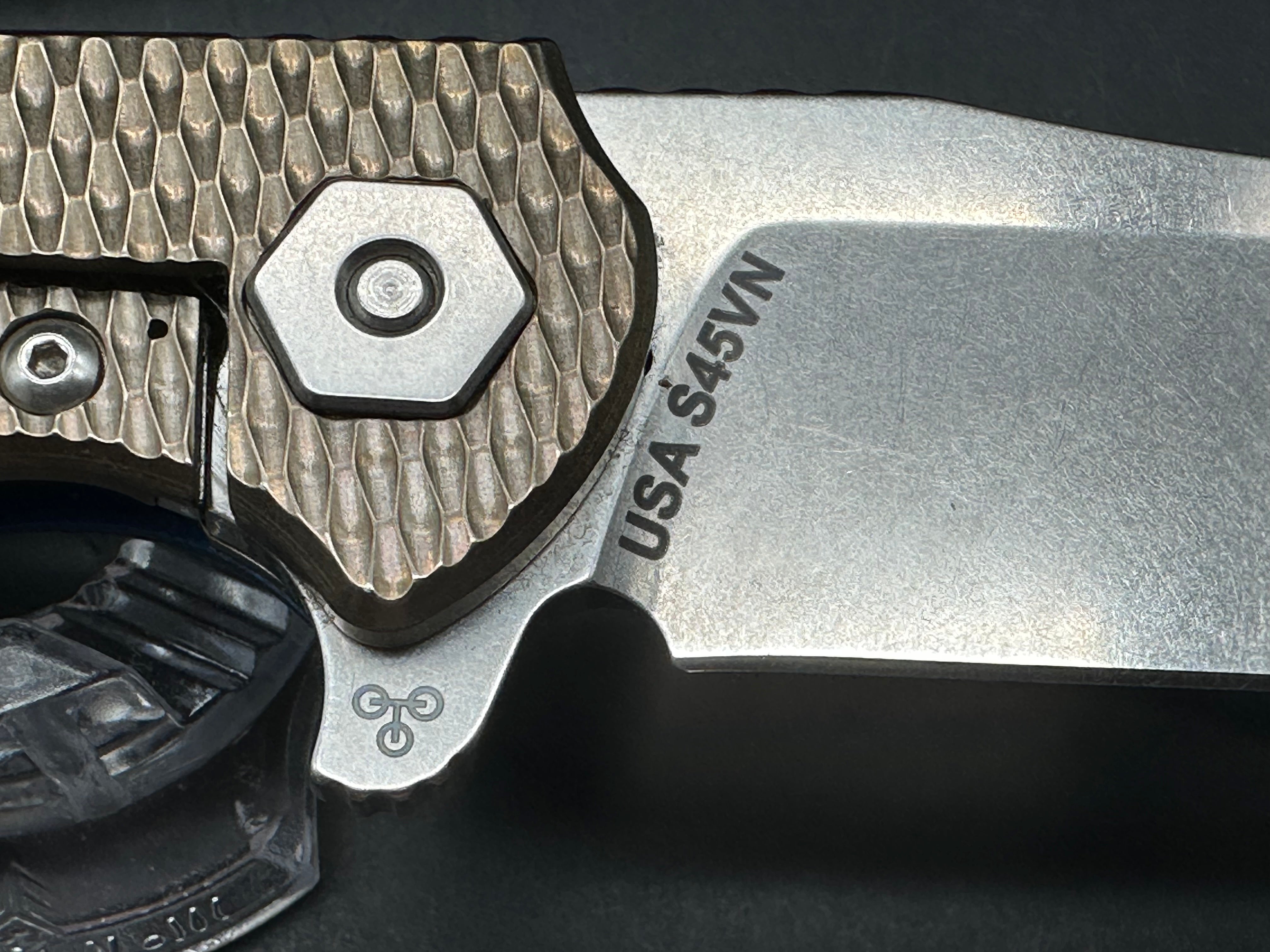 Hinderer Project X - Blue G-10, Bronze Ti, S45VN Blade